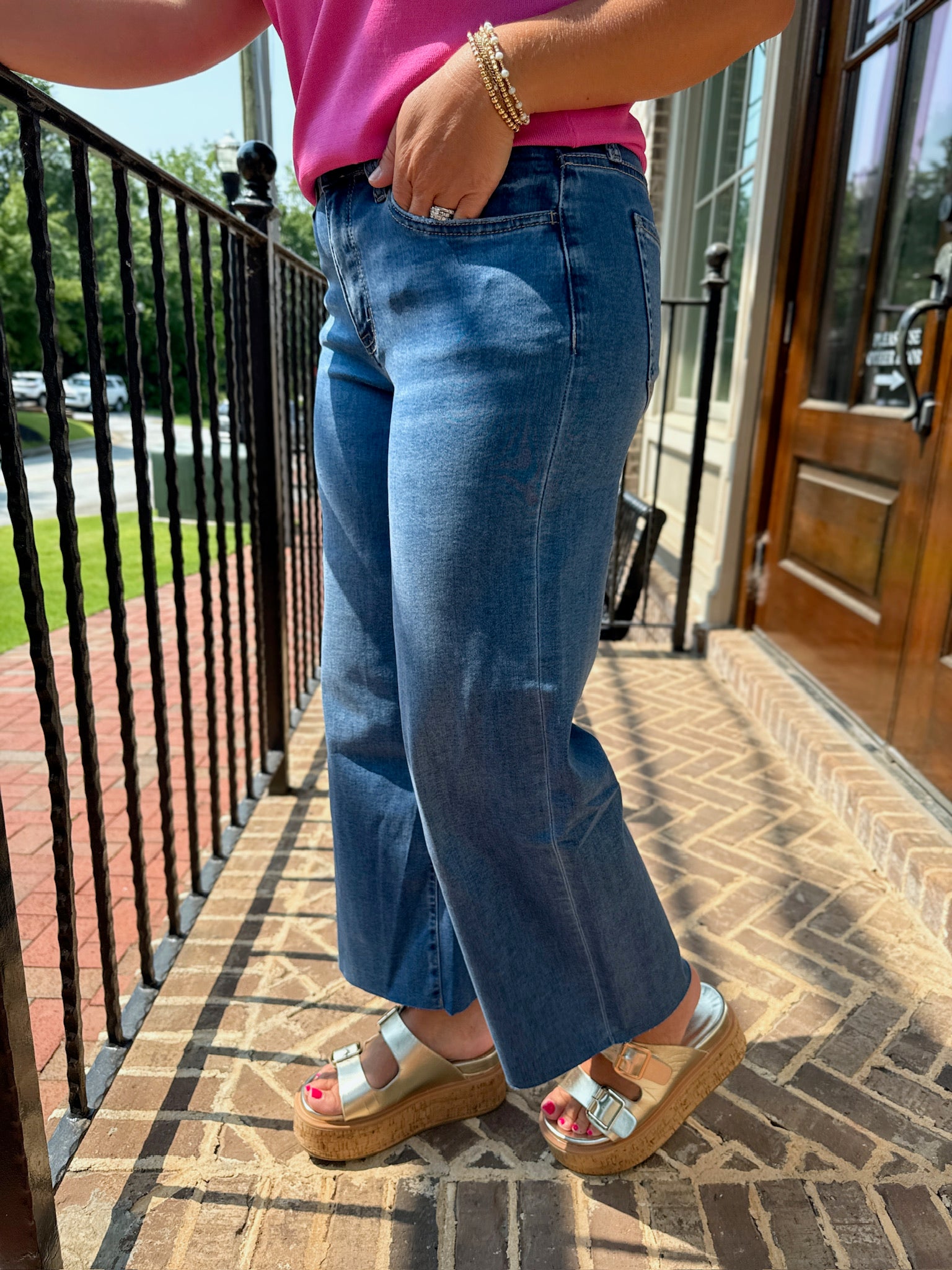 Keep Up the Style High Rise Crop Slim Wide Jeans