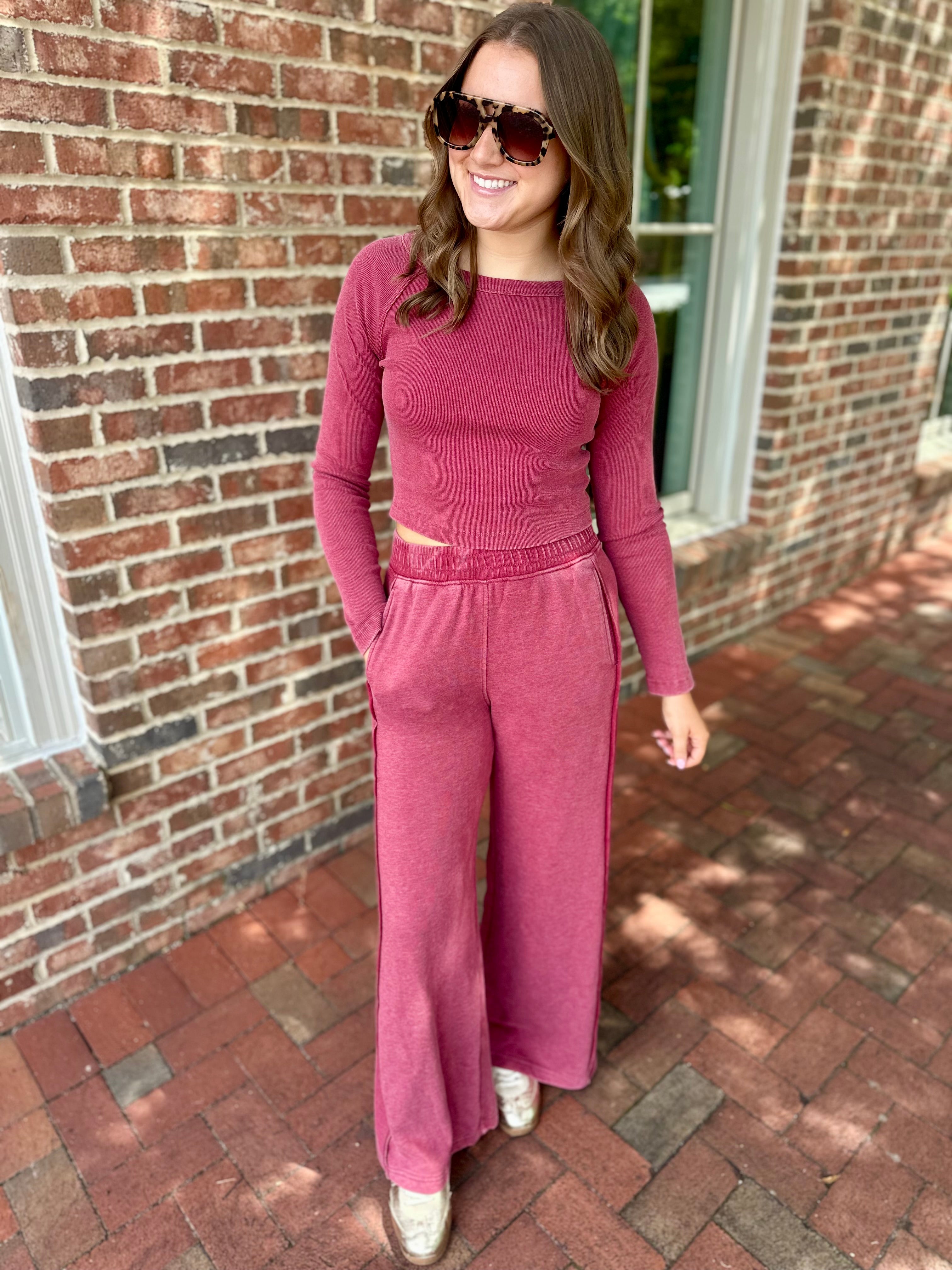 Leaves Are Changing Crimson Long Sleeve Set