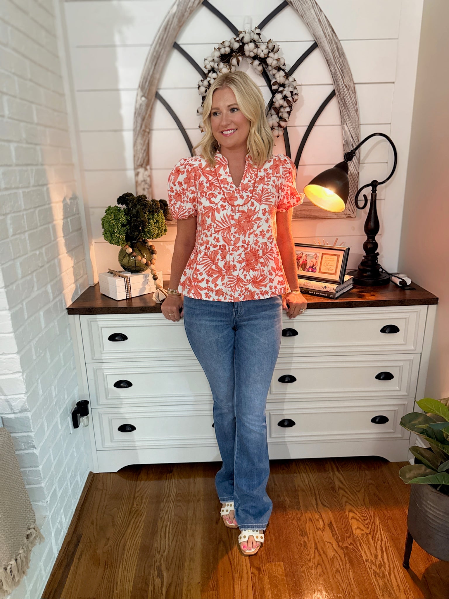 Don't Play Floral Peplum Top in Orange
