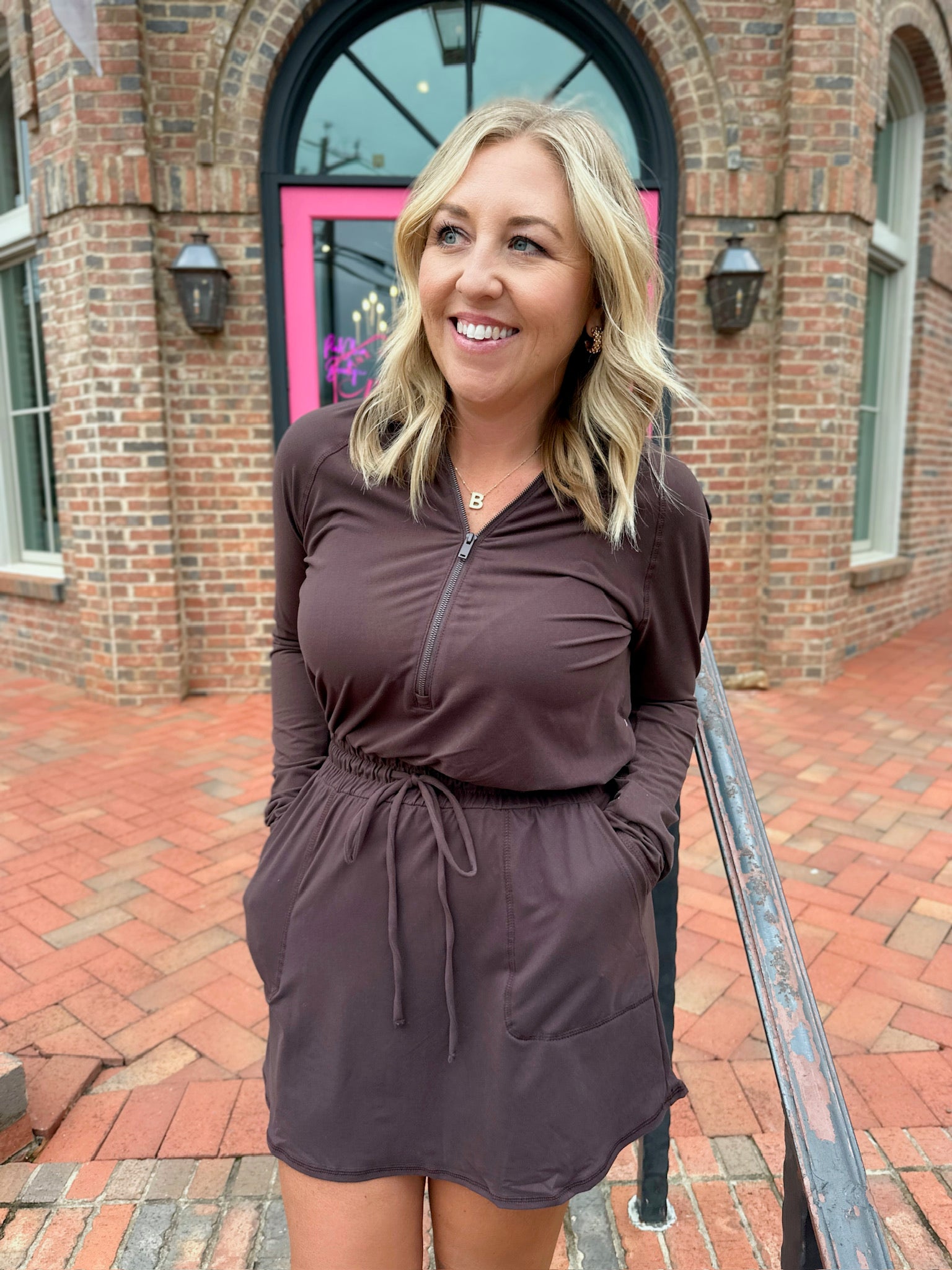 Fell in Love with Comfort Long Sleeve Skort Dress in Espresso