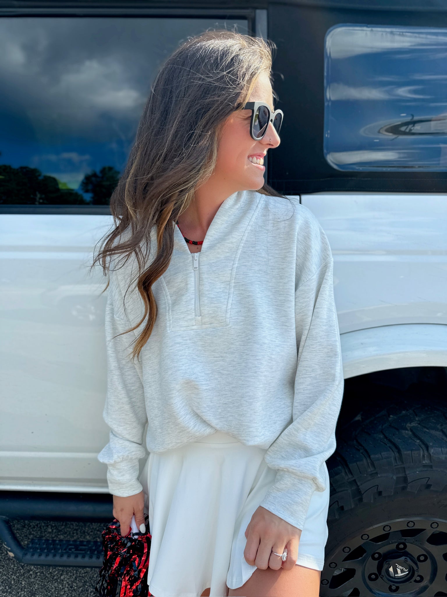 Go Ahead High Waisted Solid Athletic Skort in White