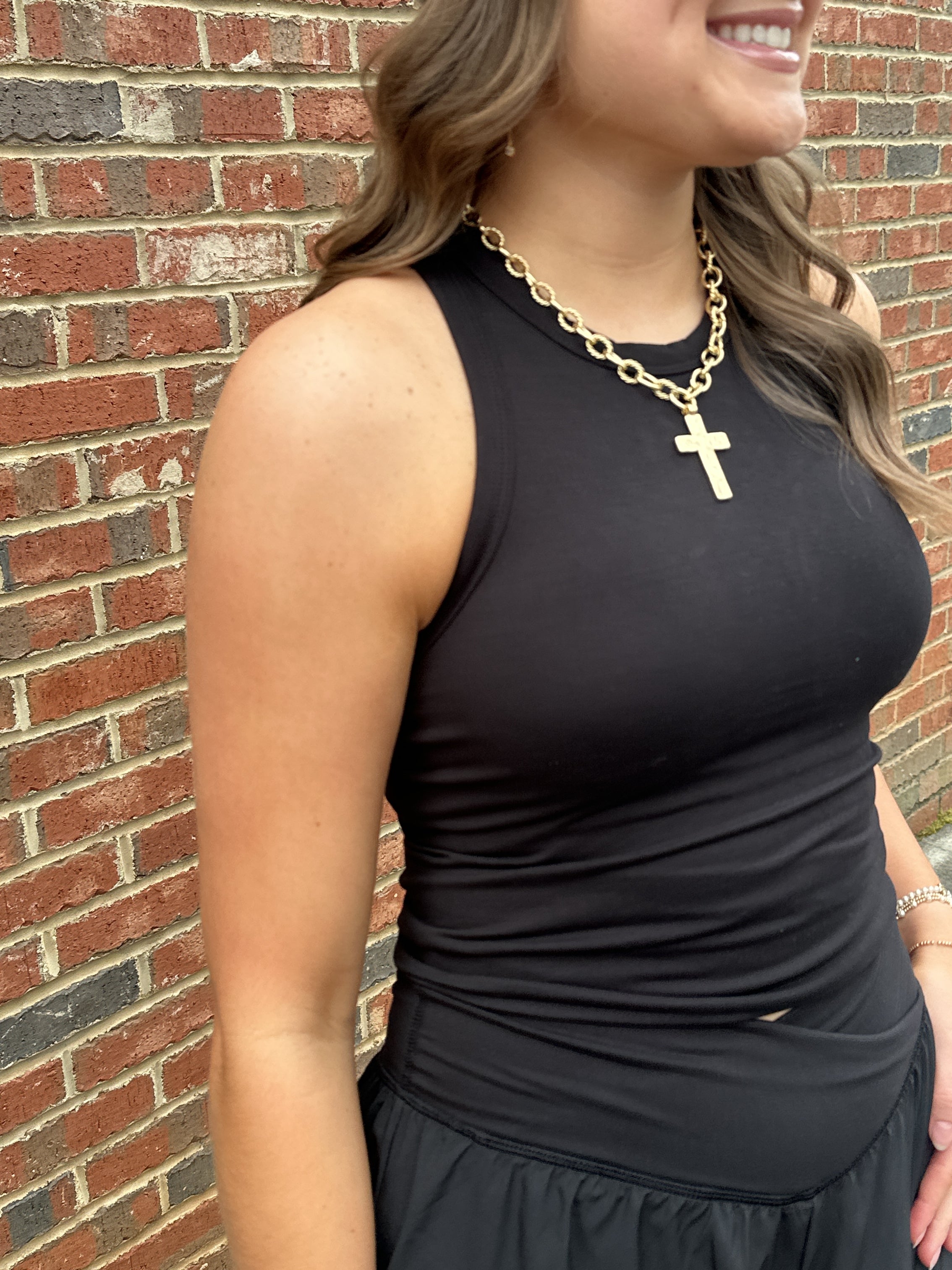 Rein Me In Butter Soft Sleeveless Racer Back Top in Black