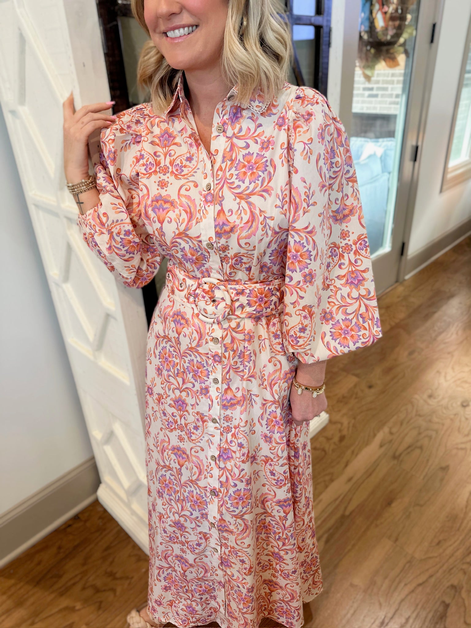 Endless Love Paisley Print Maxi Dress with Belt