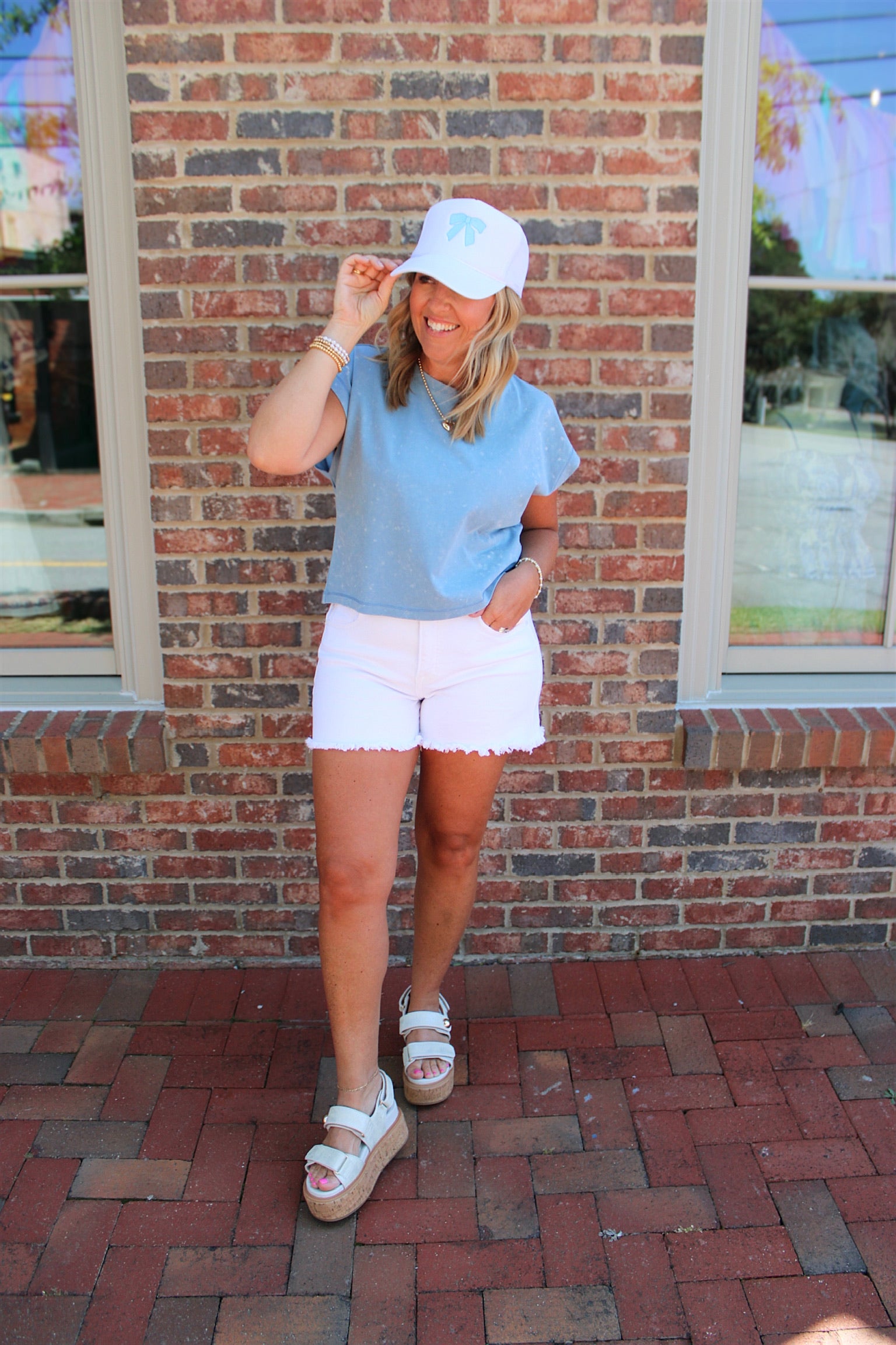 Life is Great Short Sleeve Top in Blue