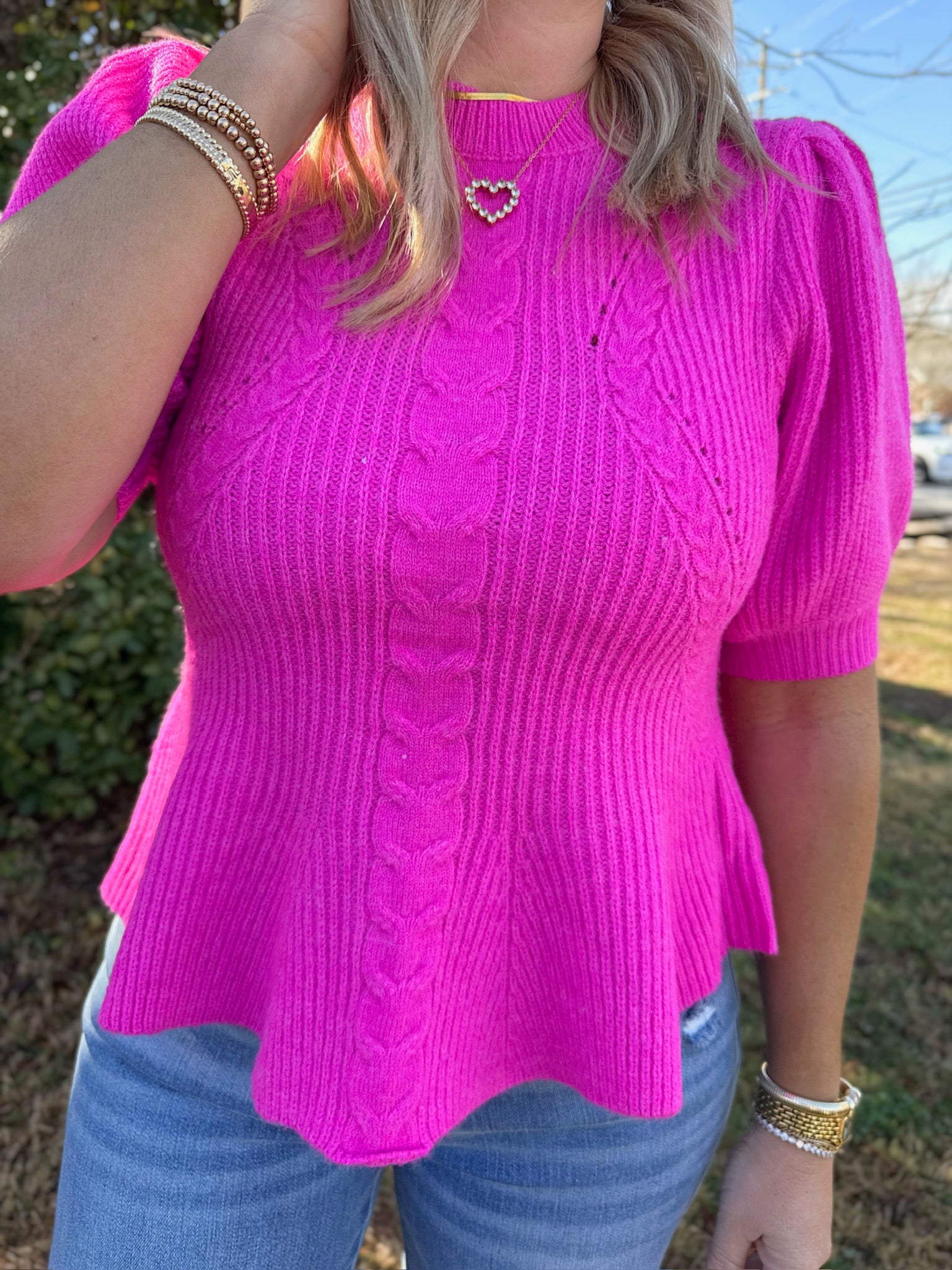 Playing Games Flared Puff Sleeve Knit Top