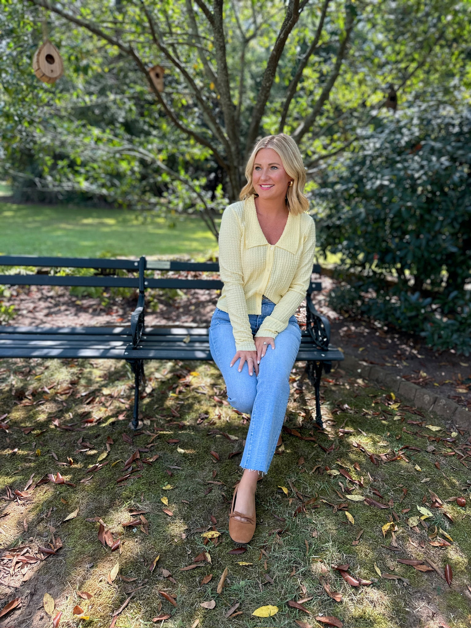 Sunny Days Collar Light Weight Button Down Long Sleeve Top