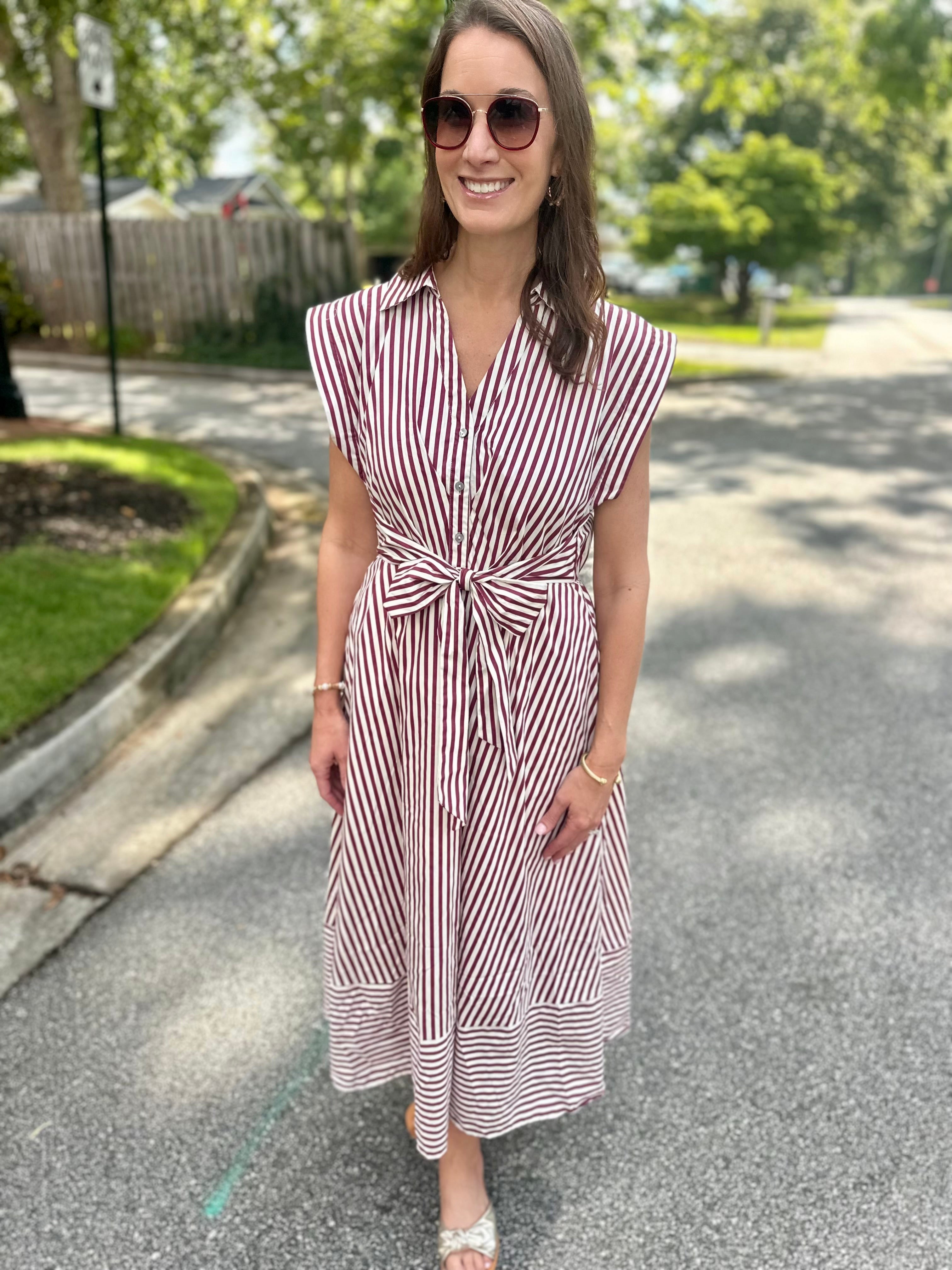 One More Thing Striped Midi Dress