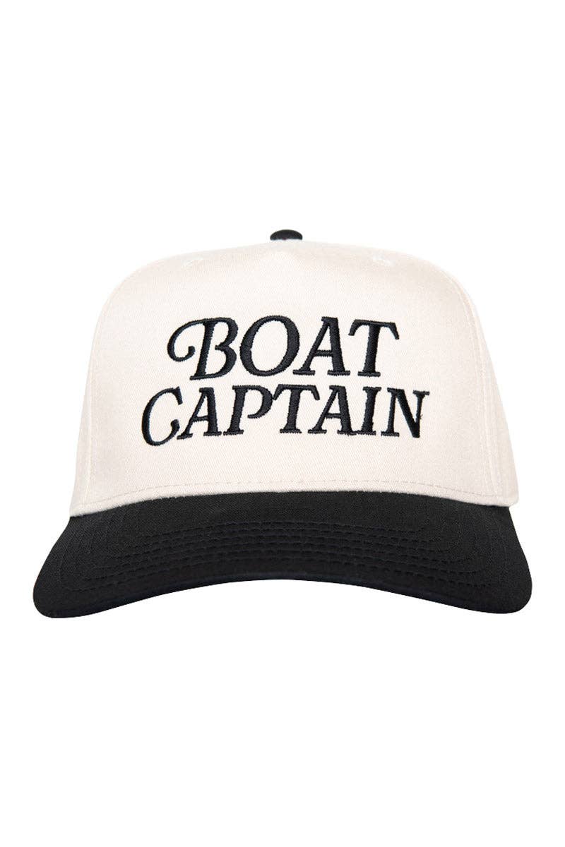Boat Captain Two-Toned Retro Hat: Black and Tan