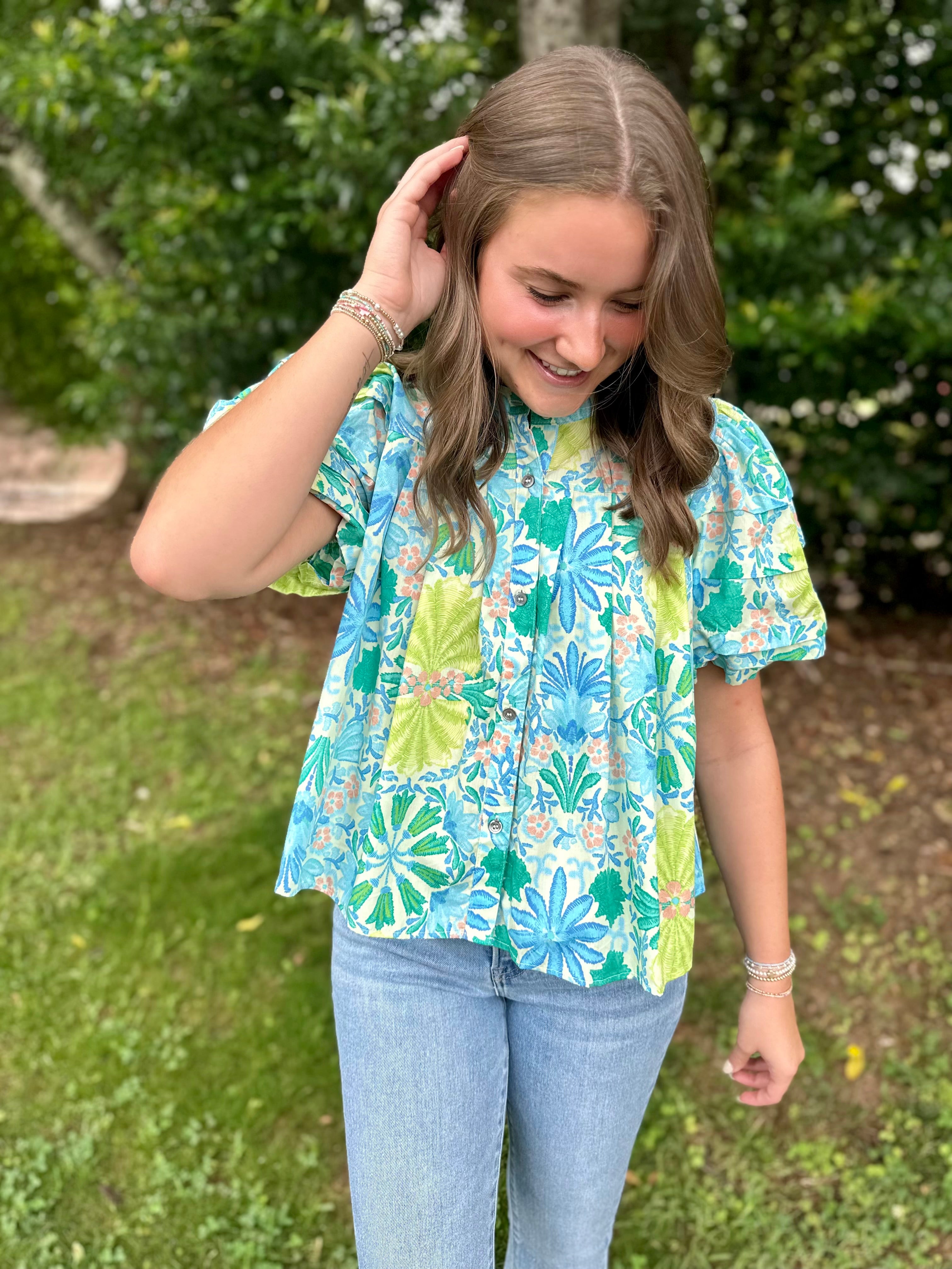 Sunshine in Paradise Floral Top