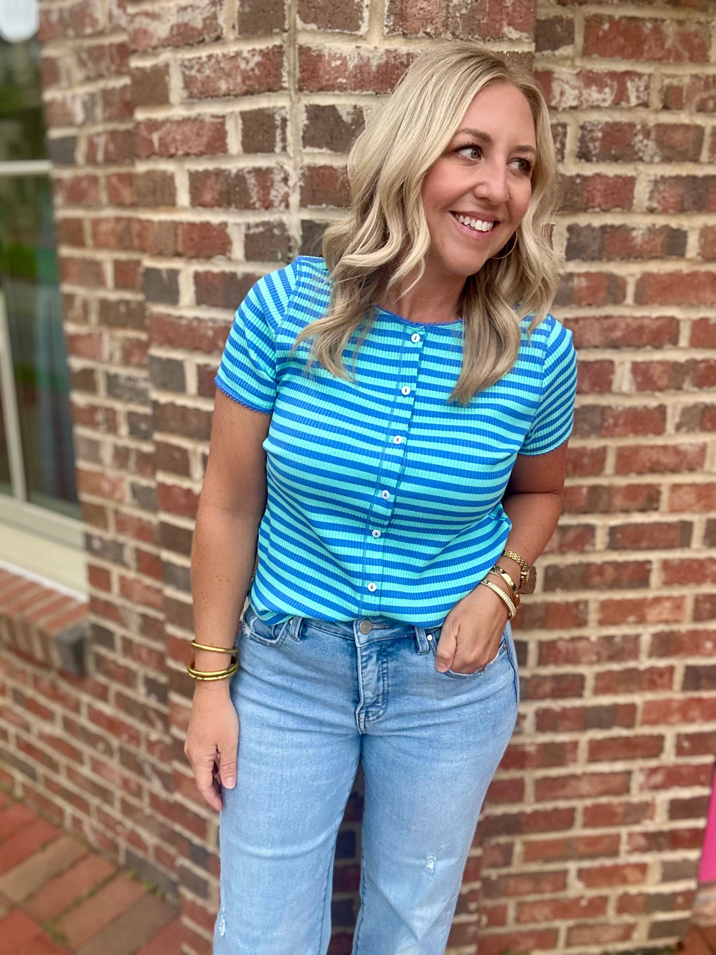 Take Your Sweet Time Striped Button Down Top