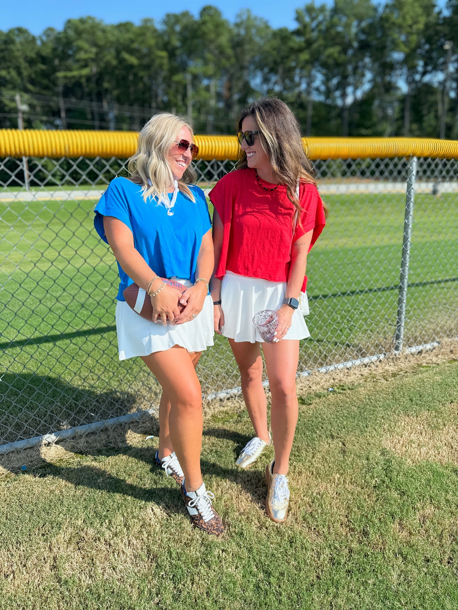 Effortless Cotton Open Back Short Sleeve Top in Blue