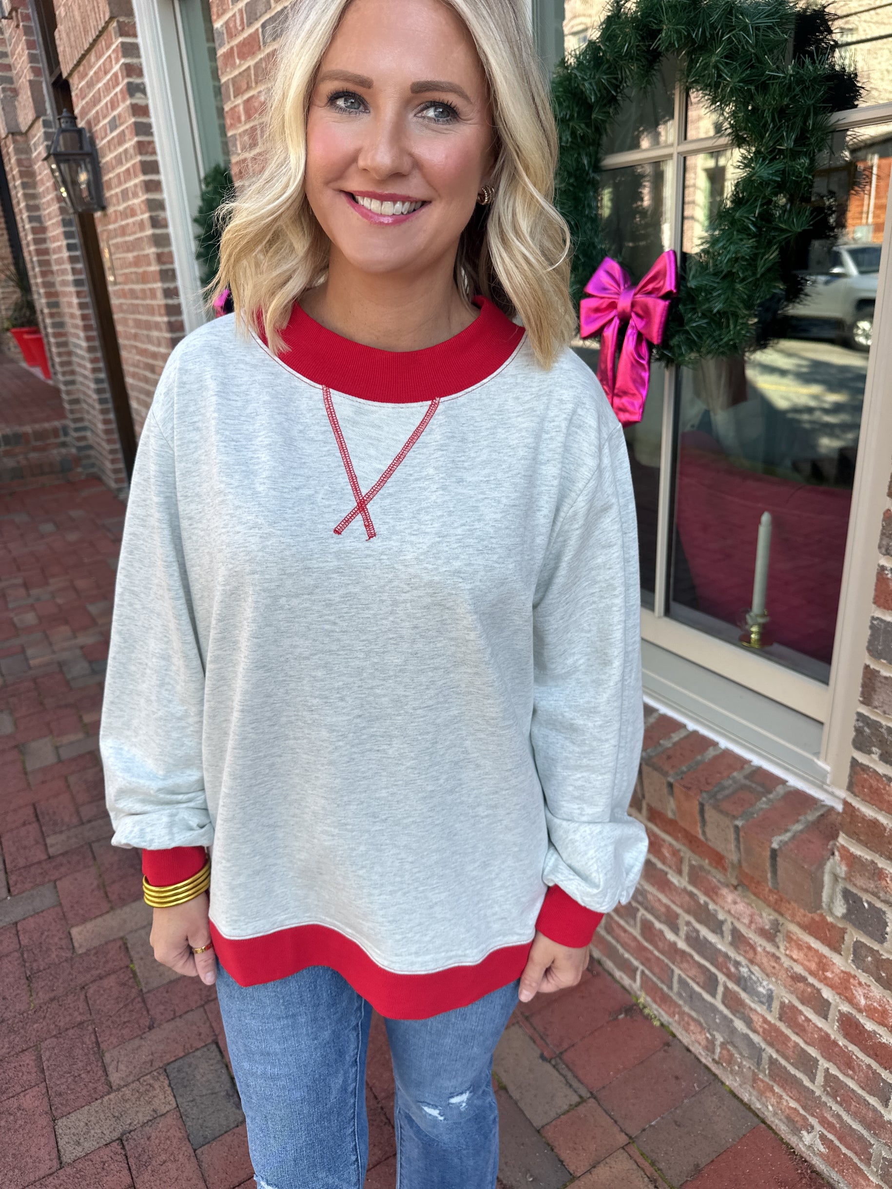 Good Day Color Block Mock Neck Sweater