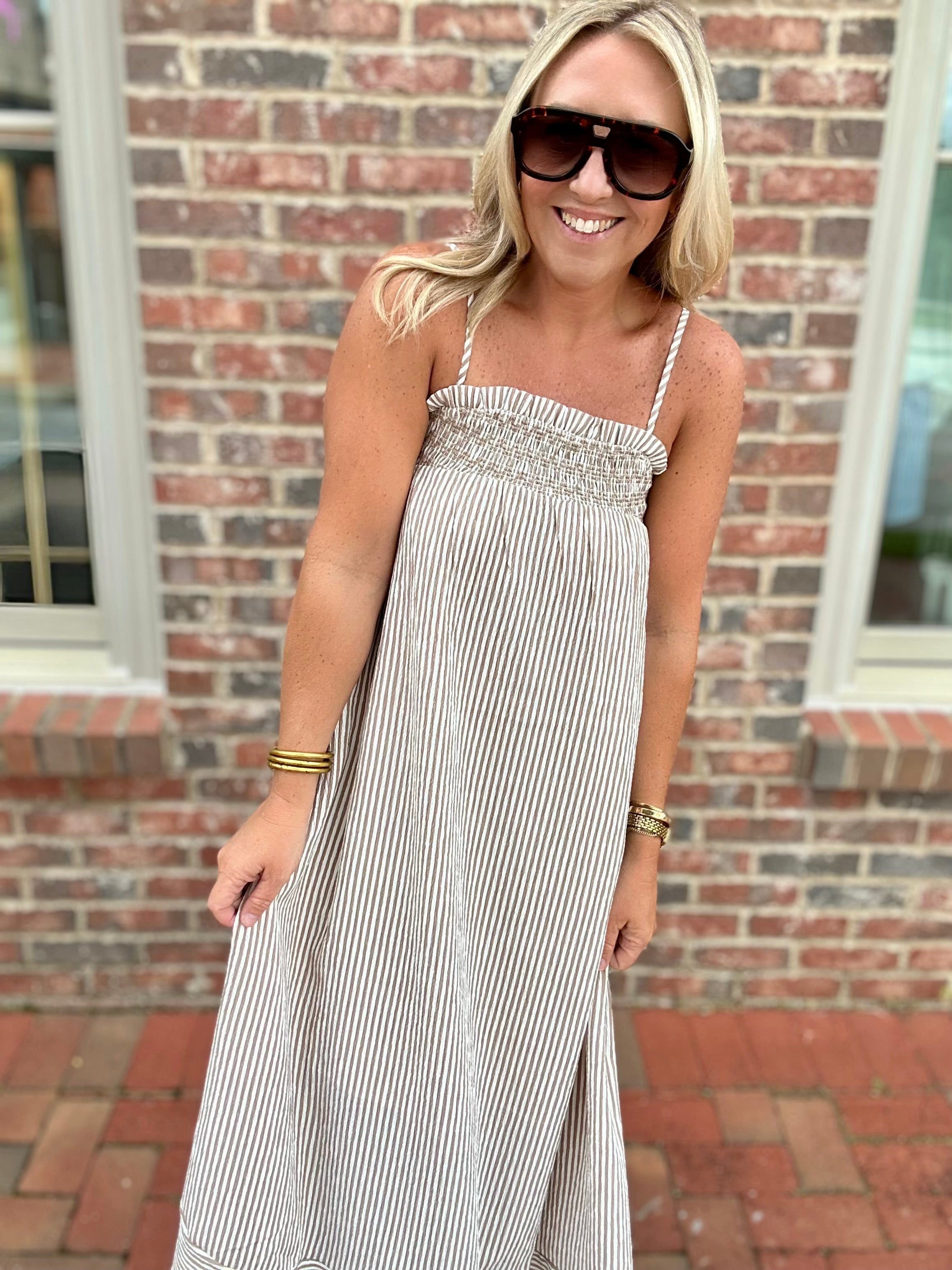 Looking into Your Eyes Striped Maxi Dress