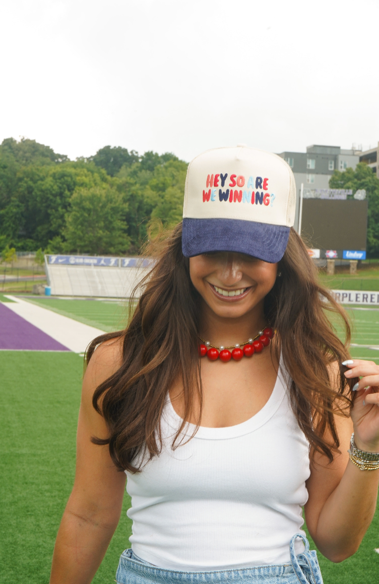 Hey So Are We Winning - Blue Corduroy Hat