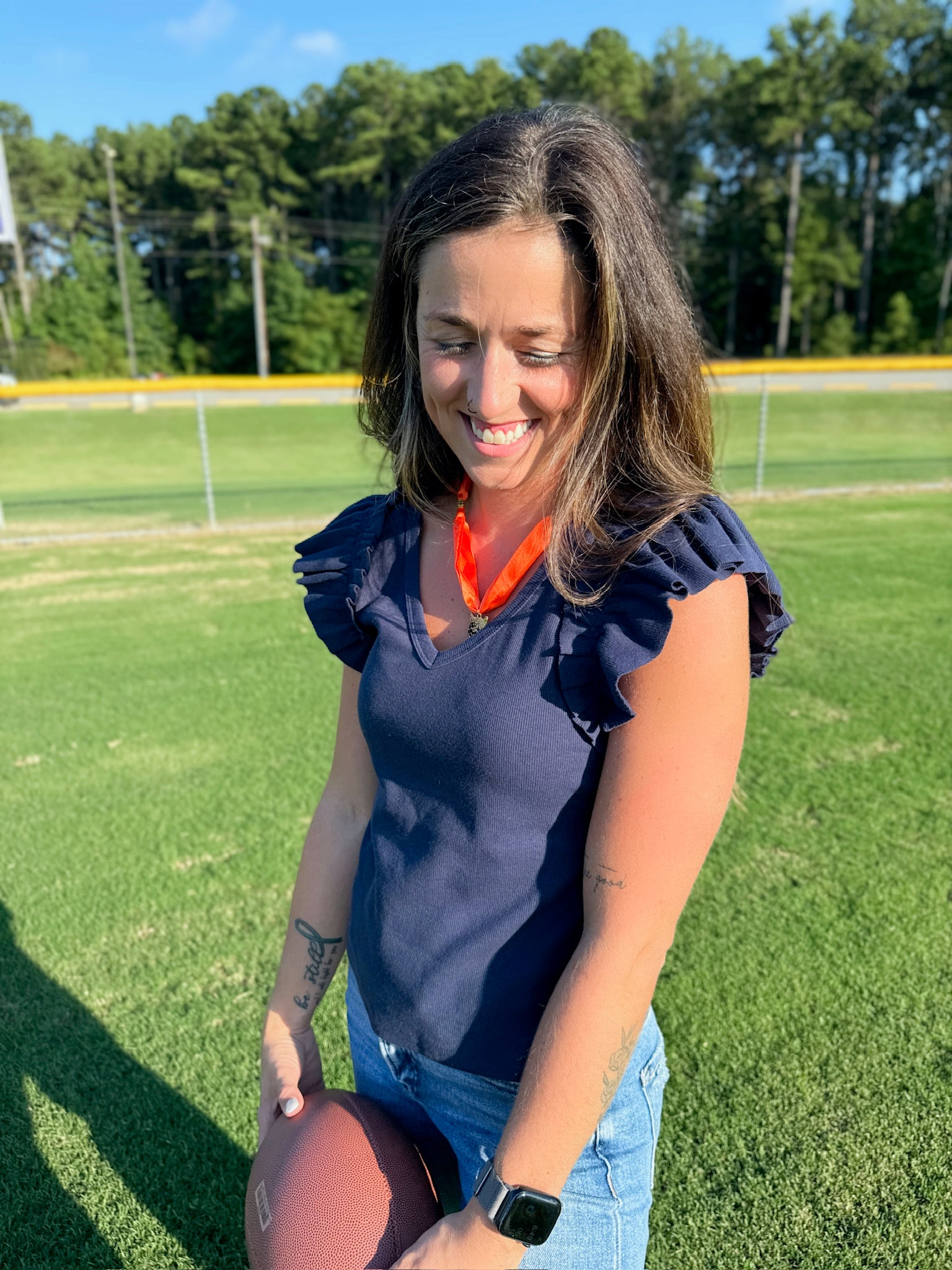 Today is Winning V-neck Ribbed Top with Flutter Sleeves
