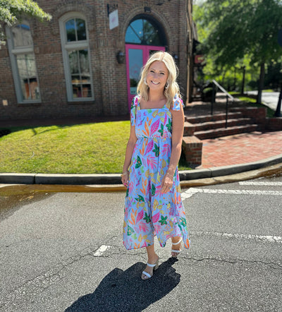 Spring Day Flowers Floral Tie Strap Maxi Dress