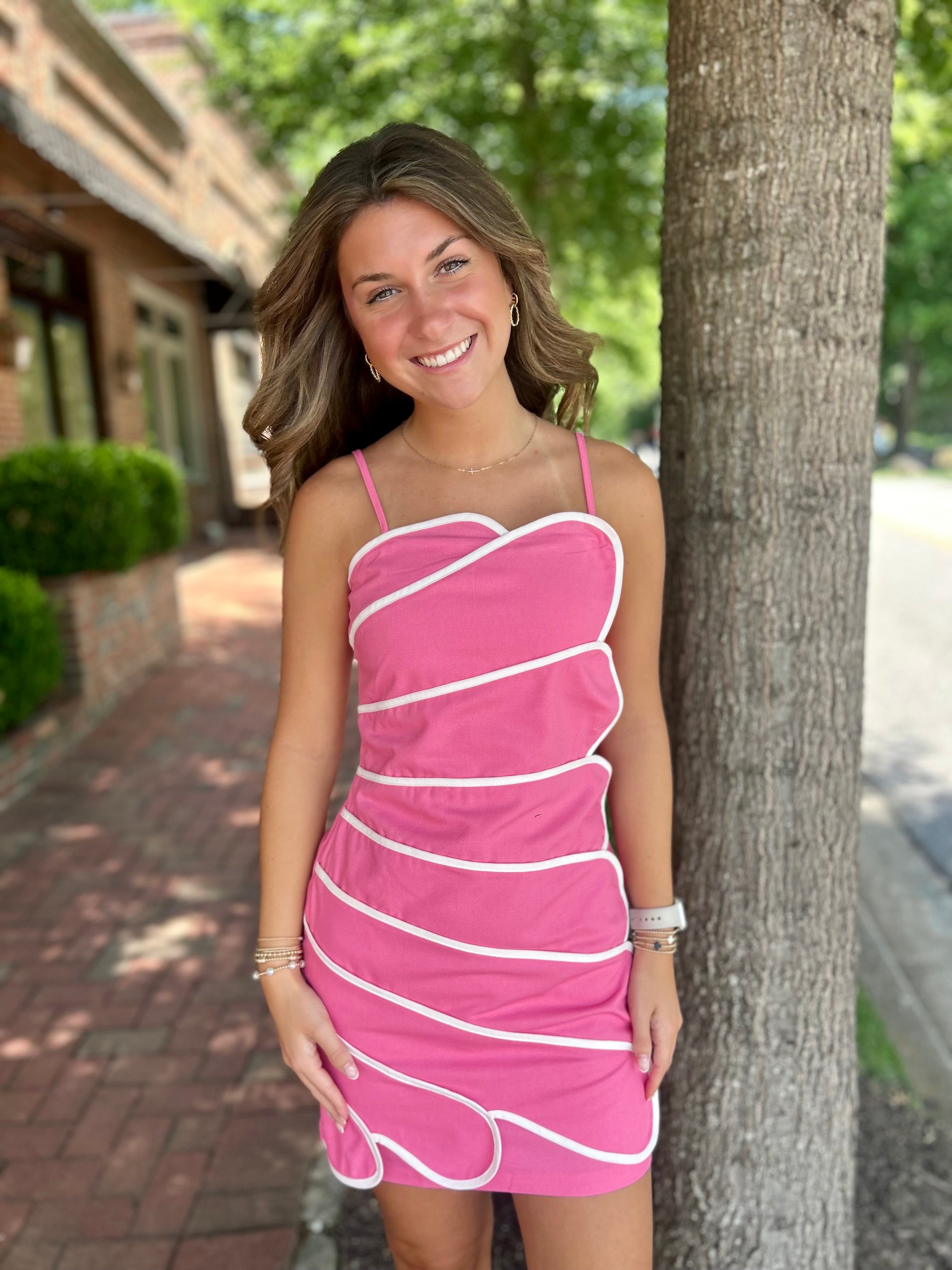 Wish I Didn't Know Bold Contrast Piping Detail Back Smoked Dress