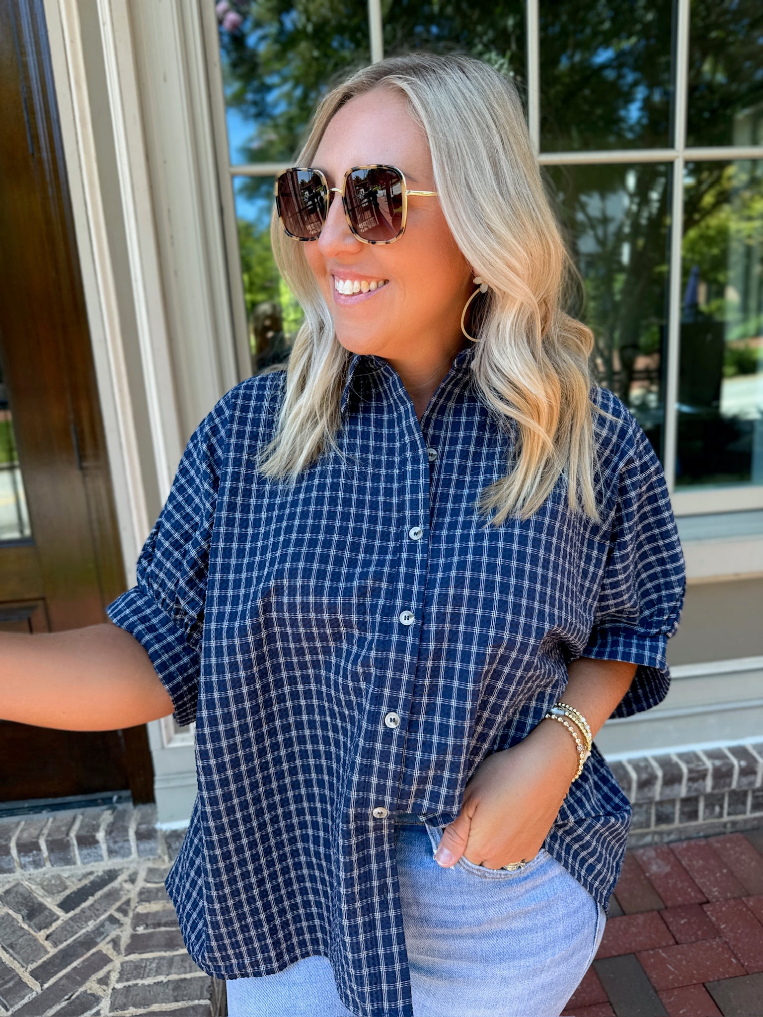 Crisp Mornings Seersucker Button Down Oversized Shirt