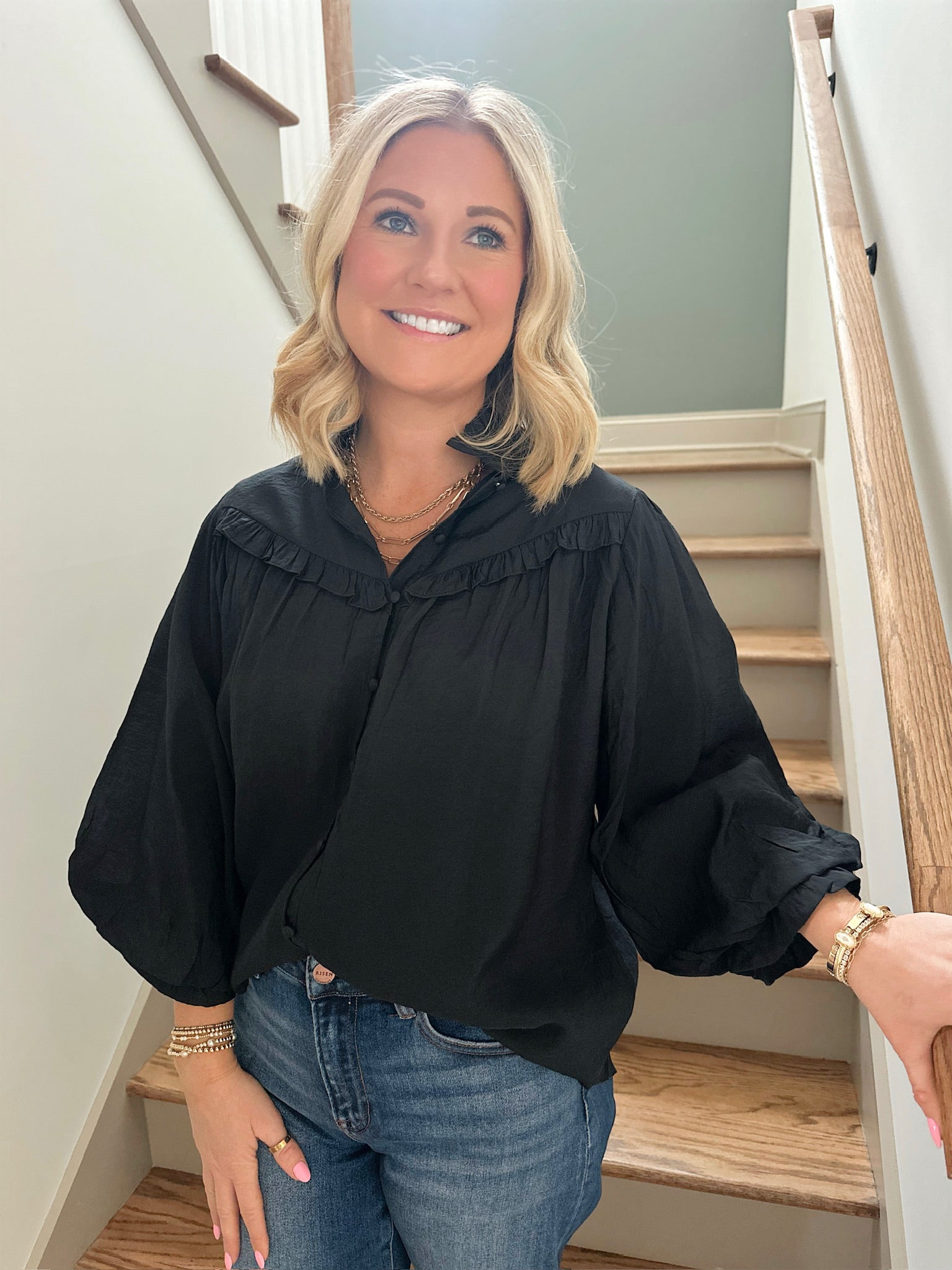 It's Just The End Of The Night Ruffled Quarter Sleeve Top