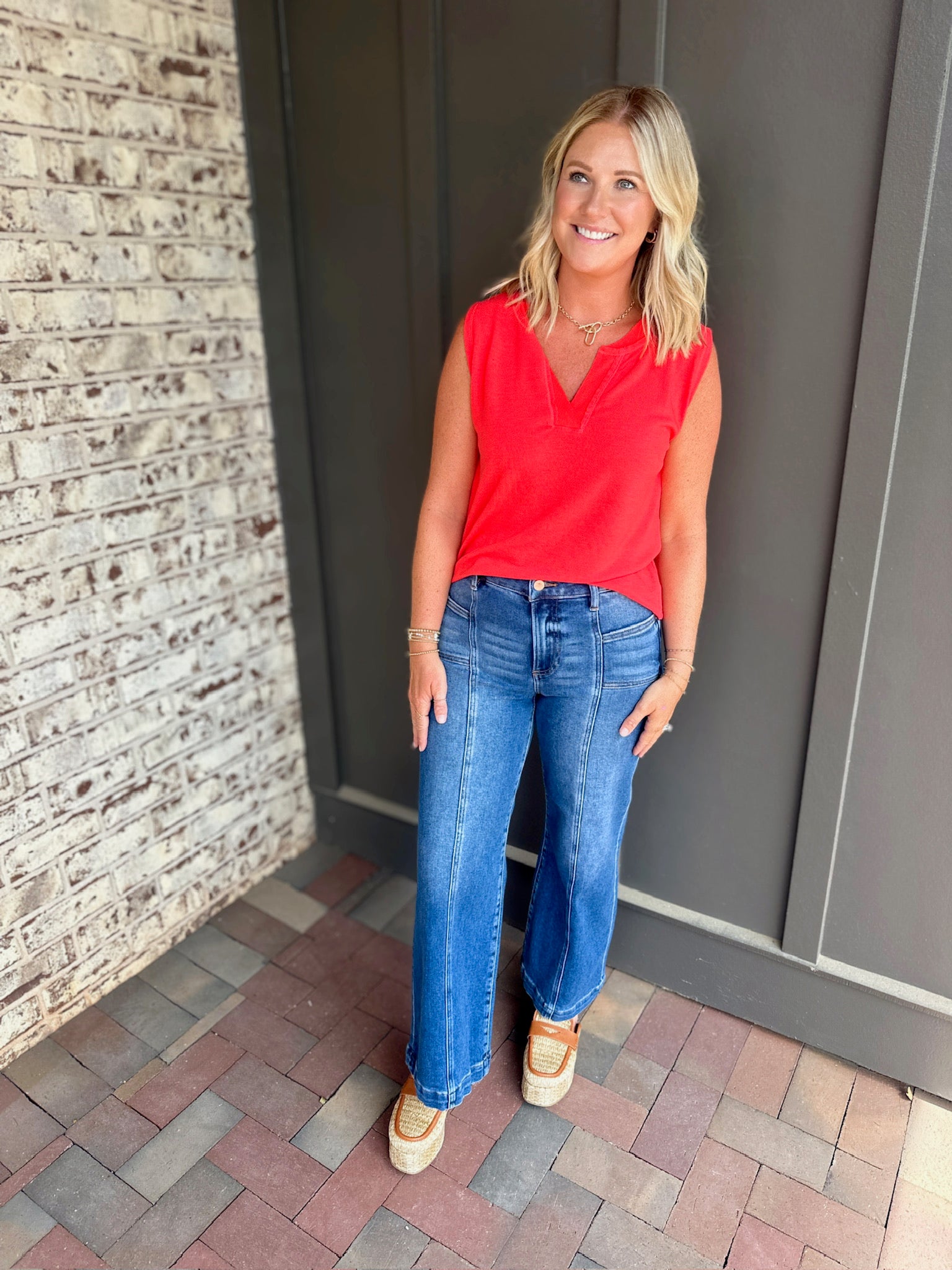 It’s the Cozy Summer Short Sleeve Top in Red