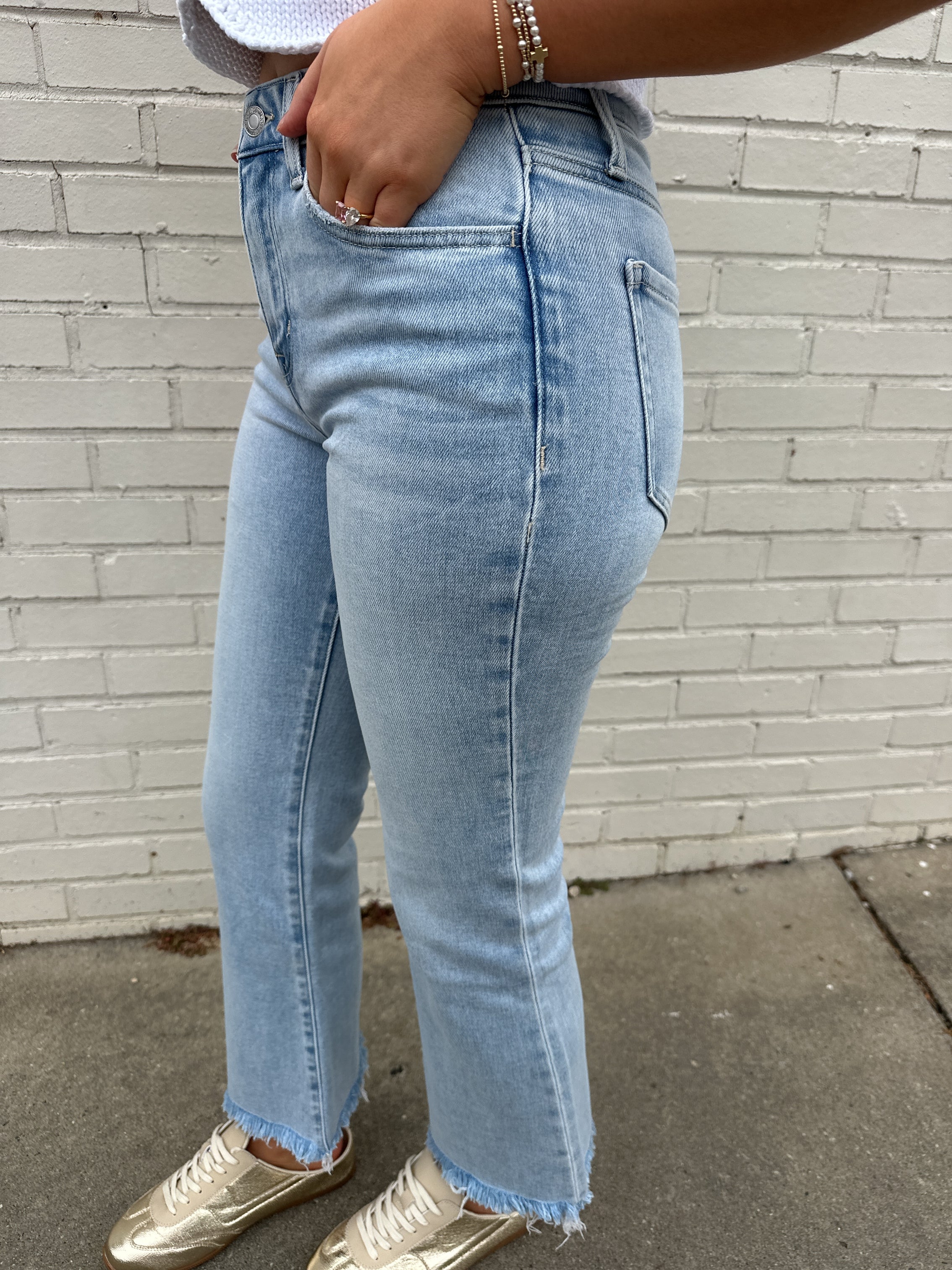 Charm High Rise Crop Flare Jeans