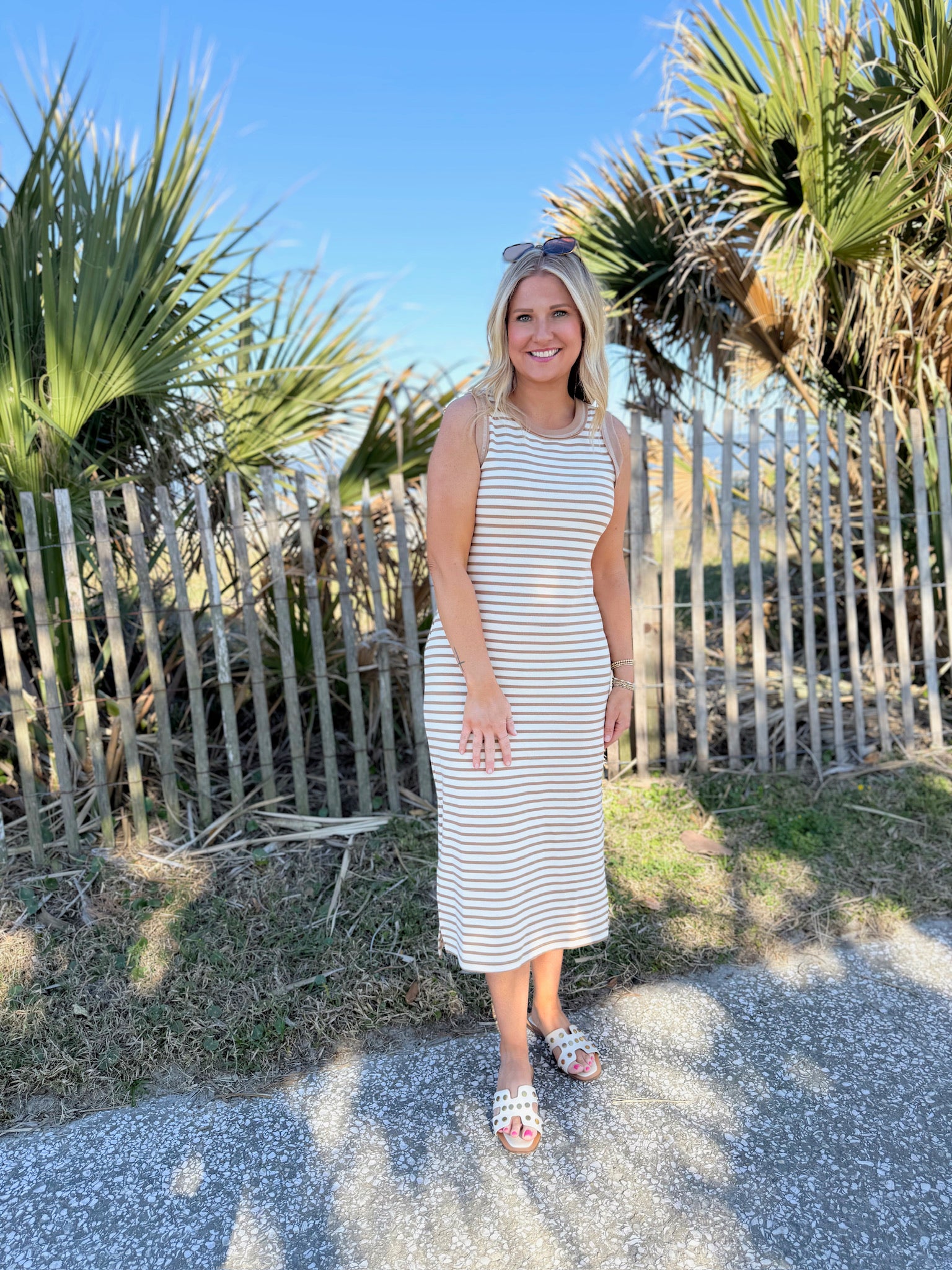 Memories Made Striped Sleeveless Side Slit Mai Dress