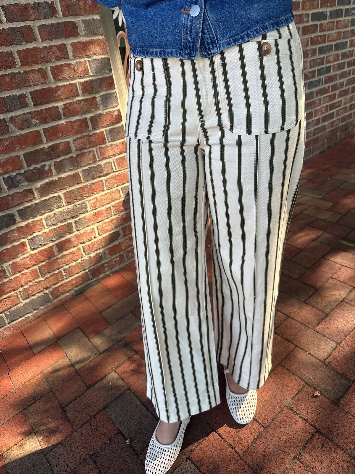 Main Street Striped Pants with Front Pockets
