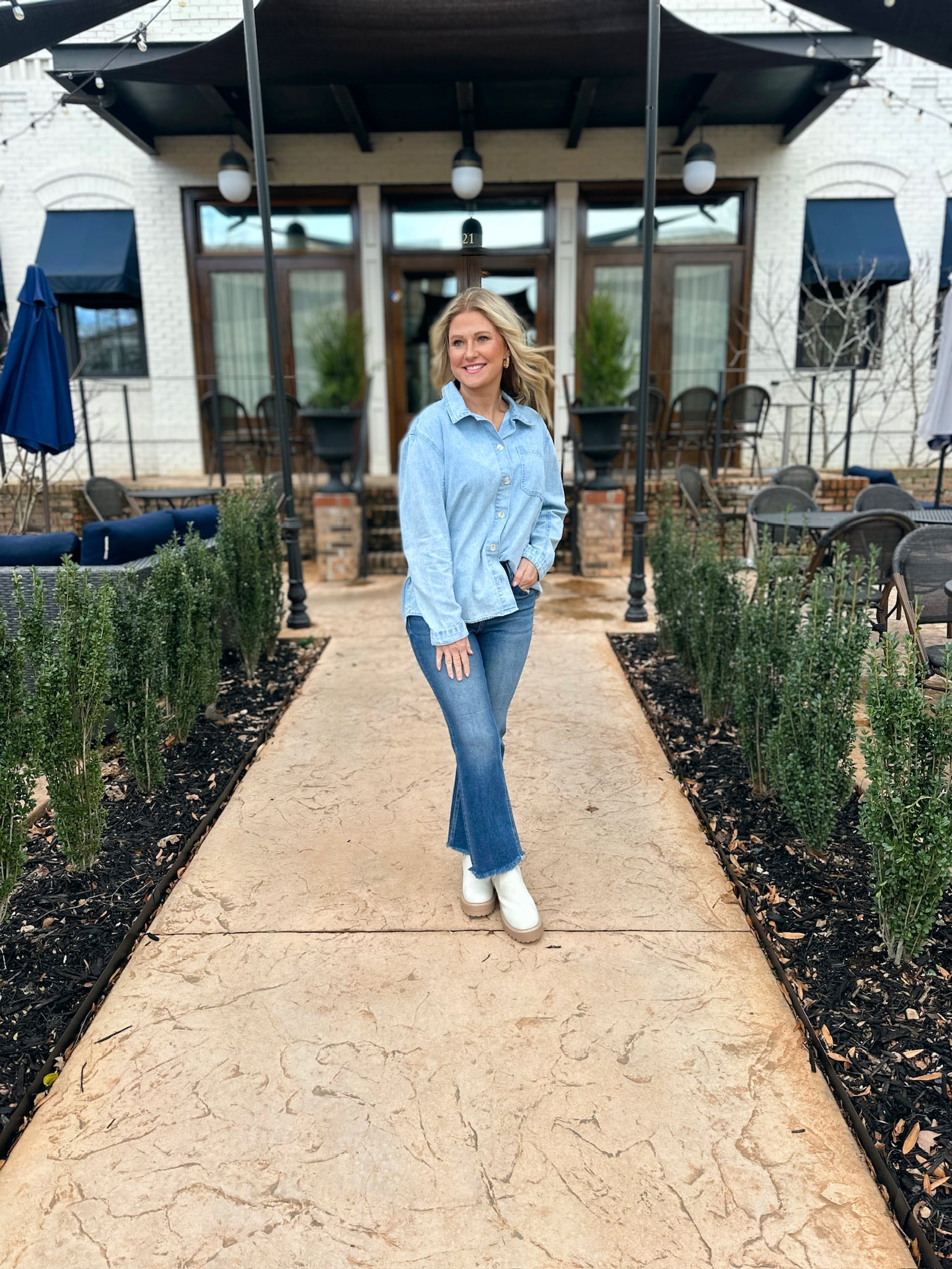 Juliette Denim Light Wash Button Up Shacket