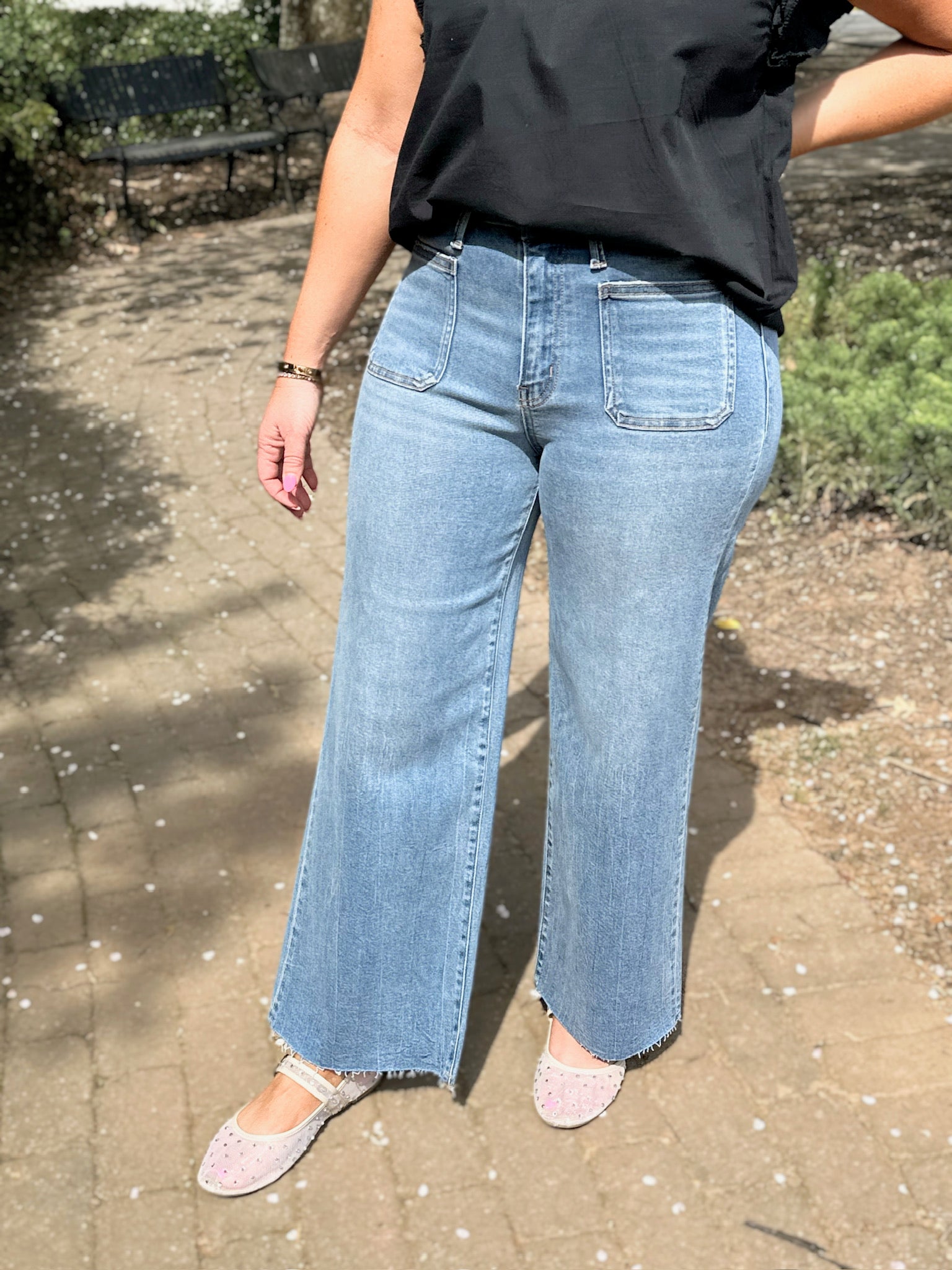 Serene Promise High Rise Crop Jeans with Front Pockets