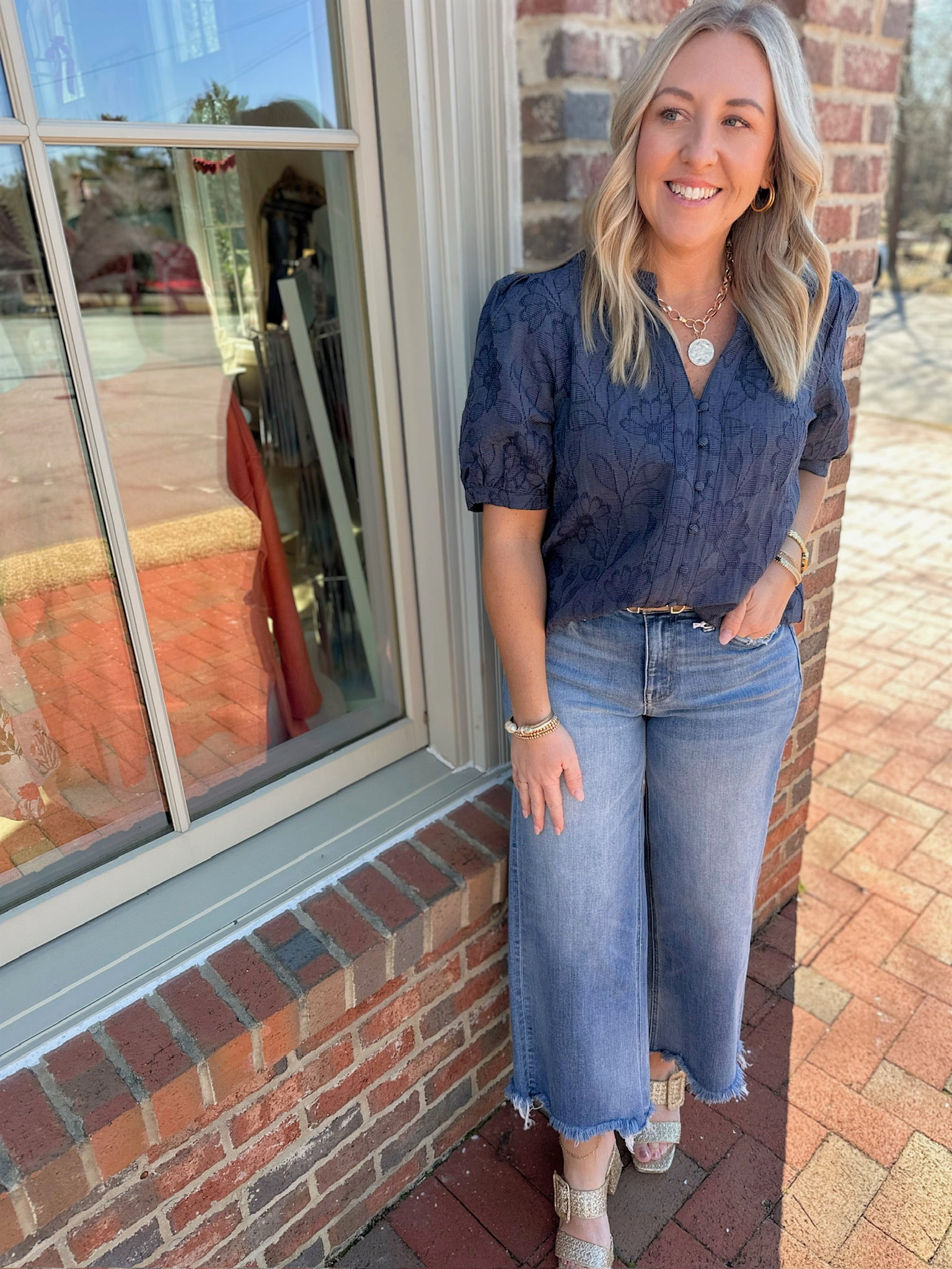 More Than A Memory Button Down Textured Top