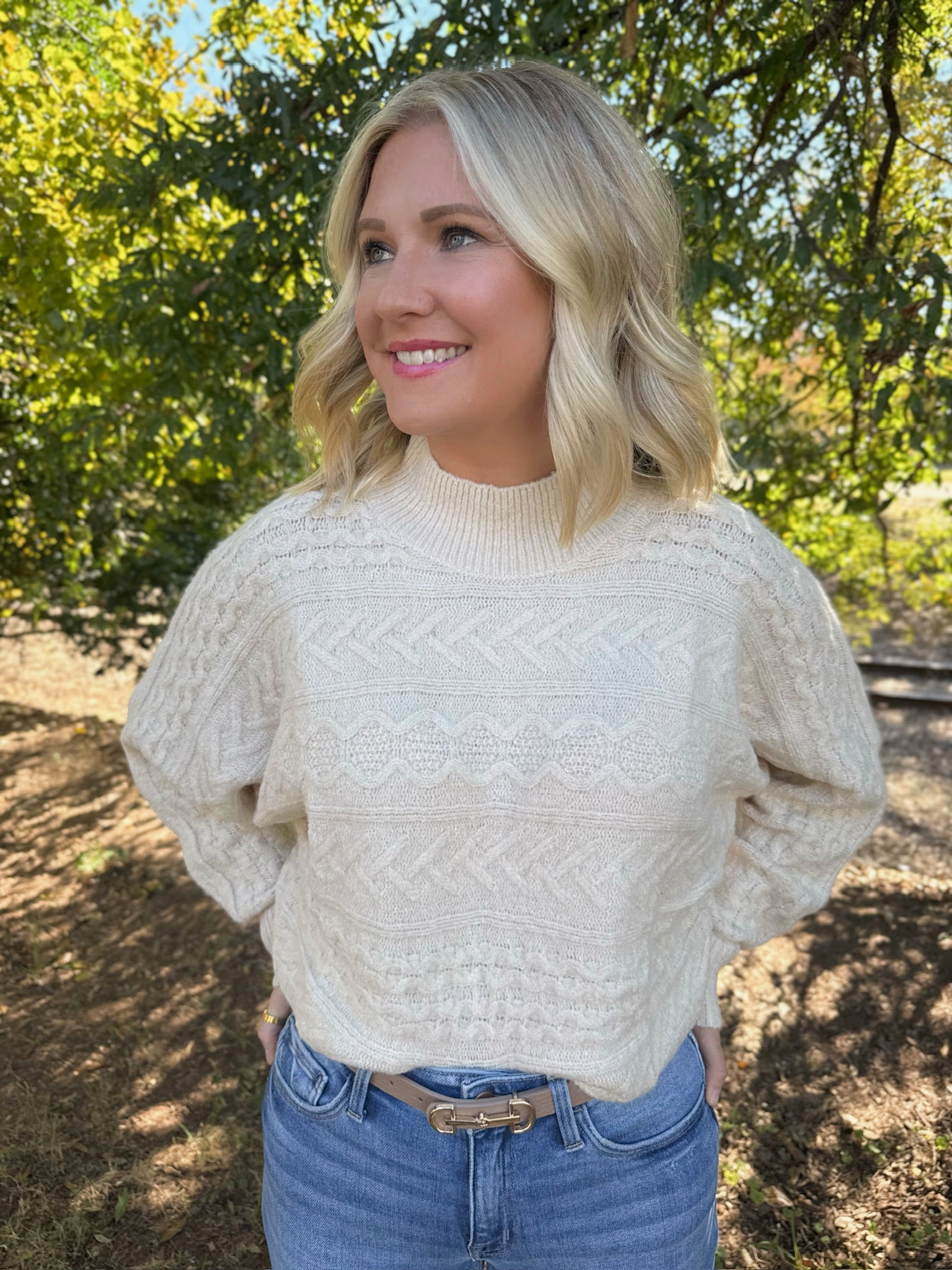 Choosing Texas Cozy Cable Knit Cropped Sweater