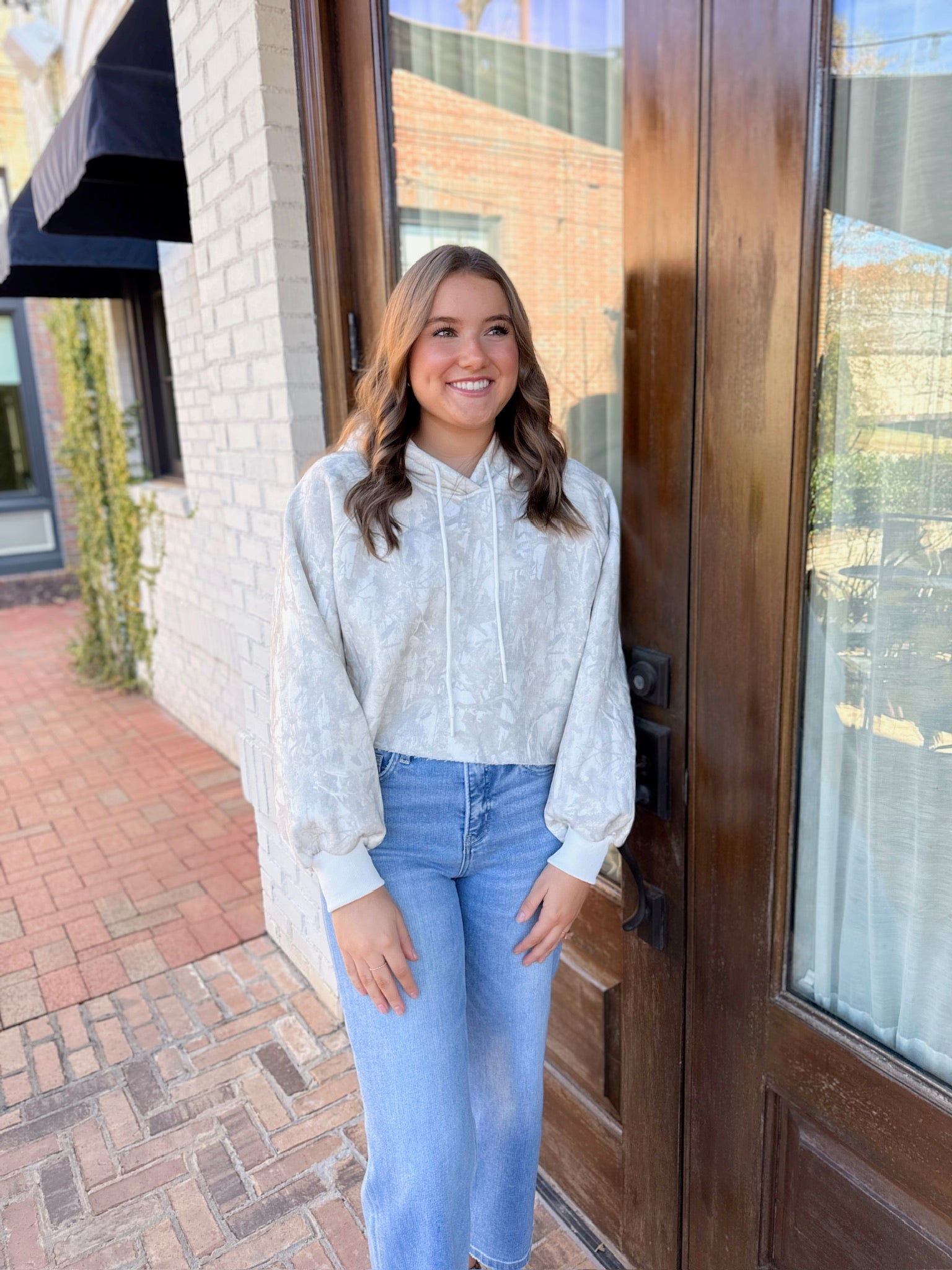 Camo Cropped Hoodies Sweatshirt