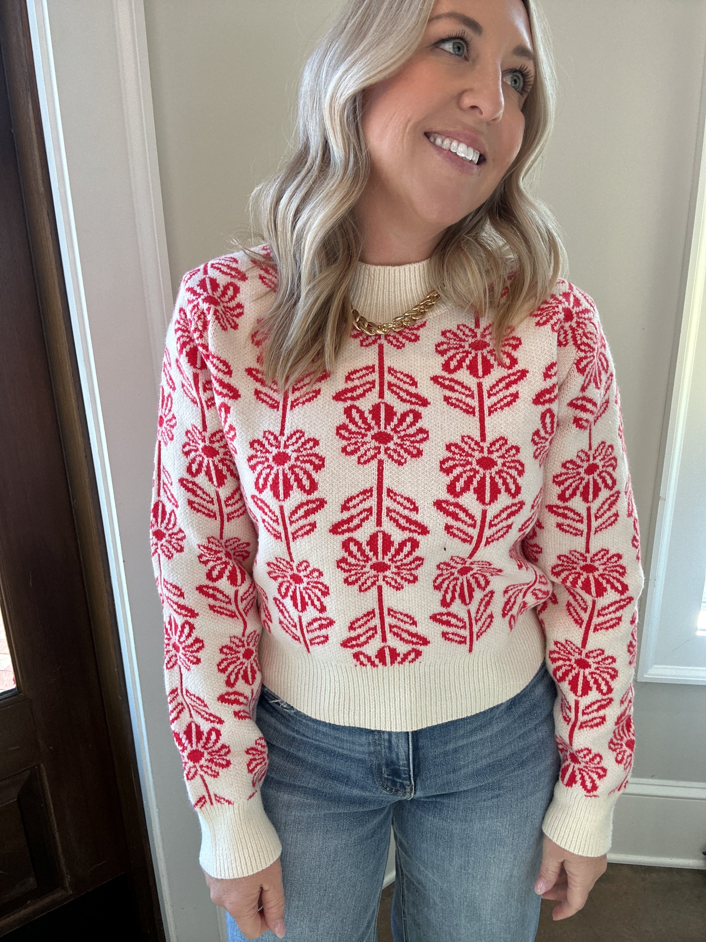 Glamour Flower Pattern Sweater