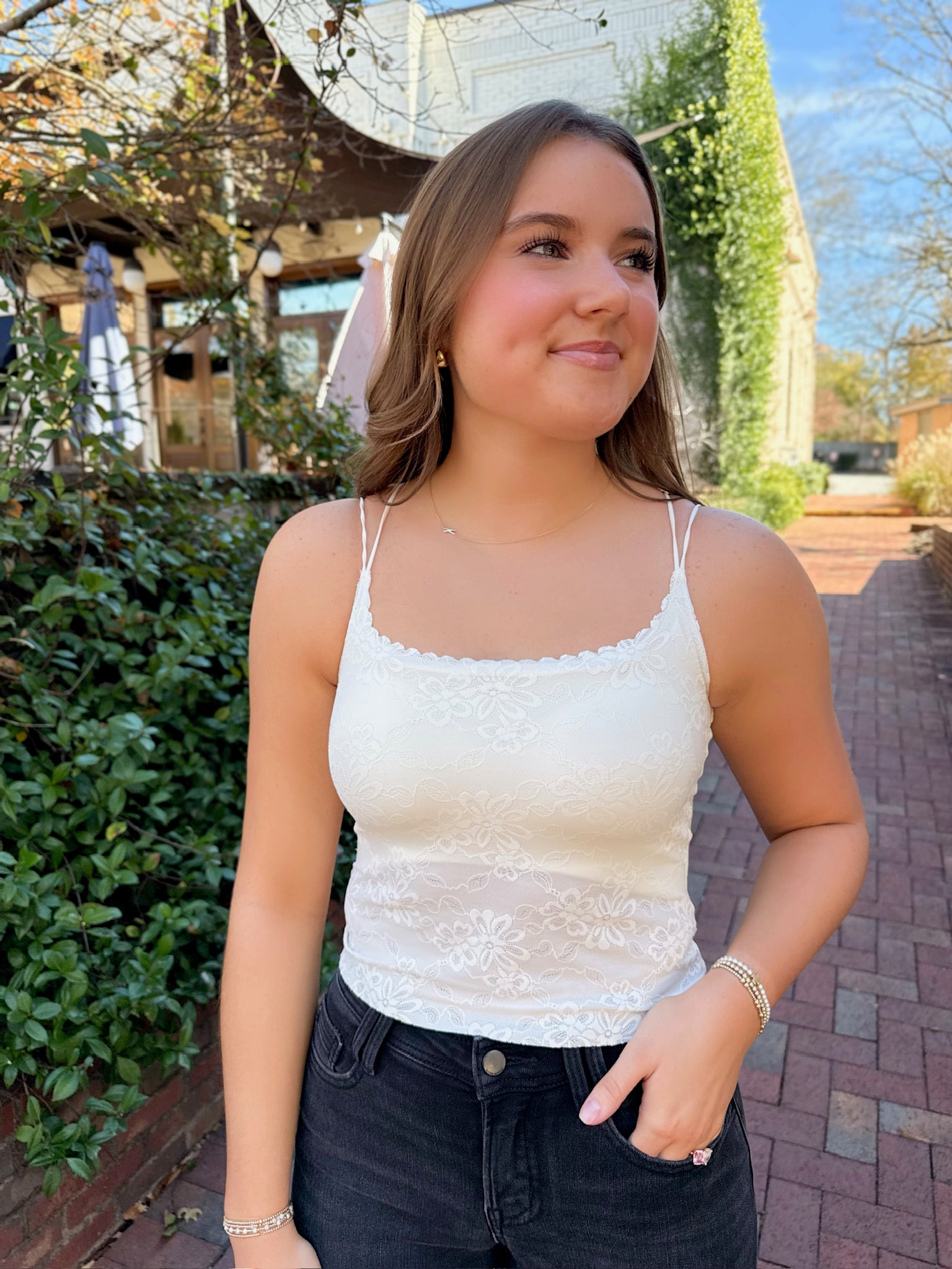 No Where To Go Floral Lace Padded Bralette in Off White