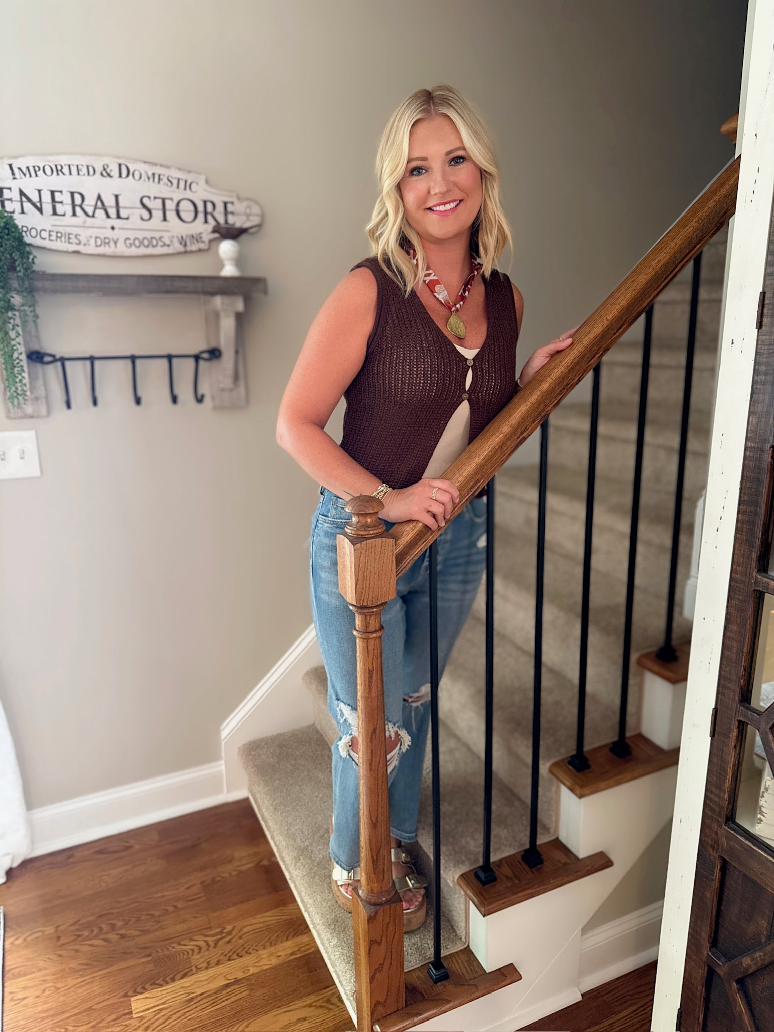 We Both Knew Crochet Knit Tank Top in Brown