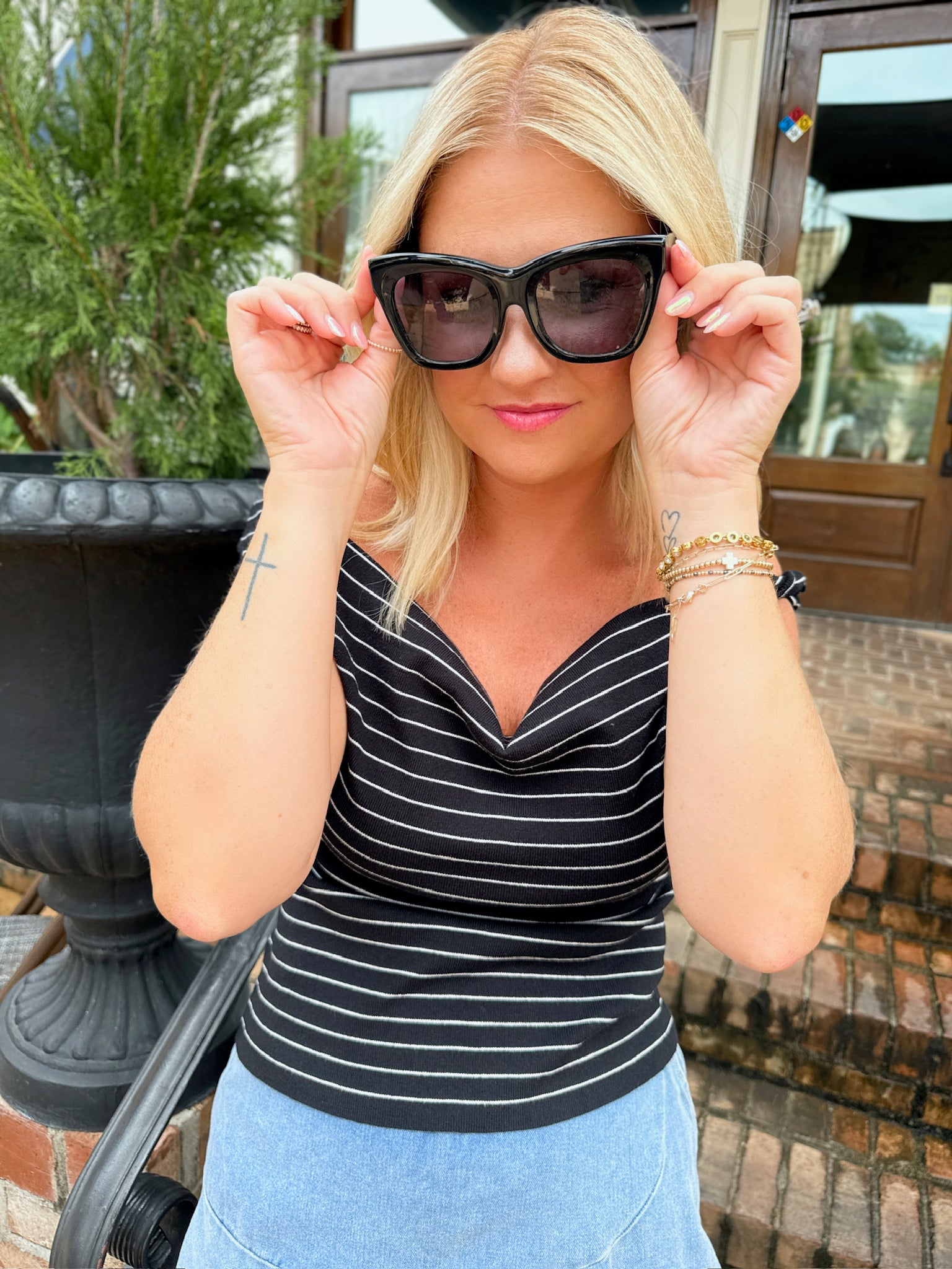 The Time for Stripes Twisted Detail Stripe Knit Top