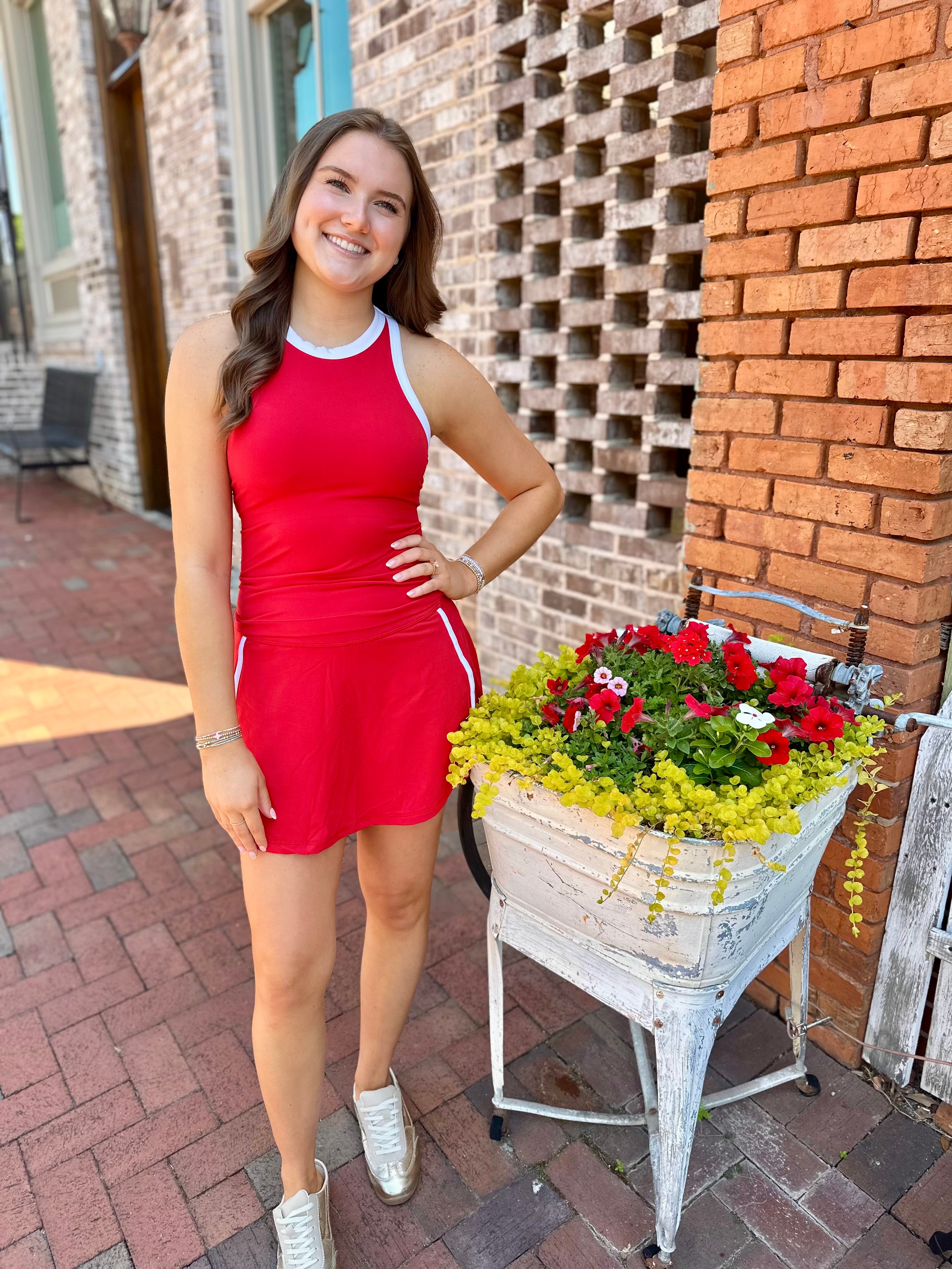 Set The Bar High Butter Soft Skort in Red