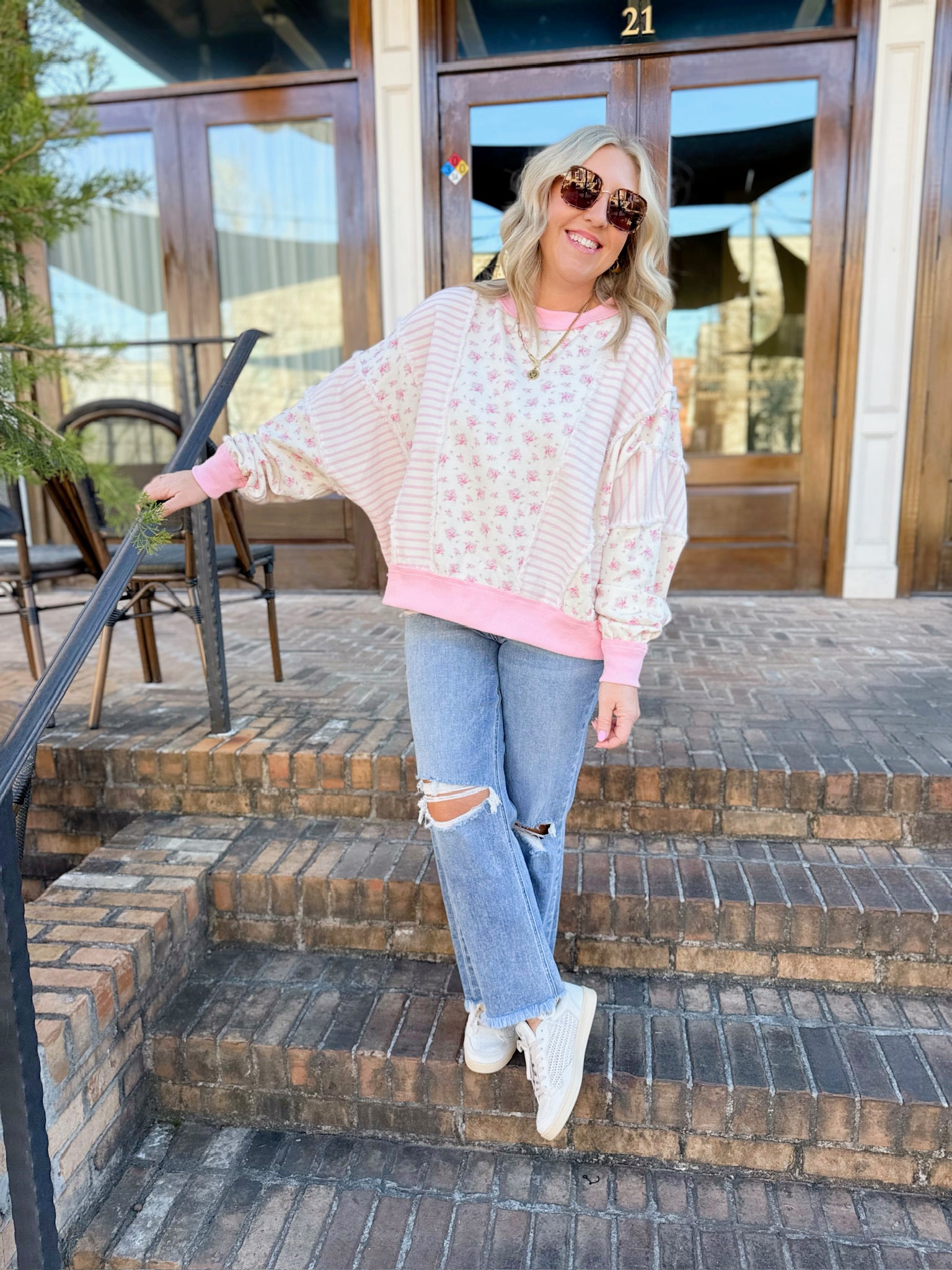 On a Cloud of Flowers Pattern Sweatshirt