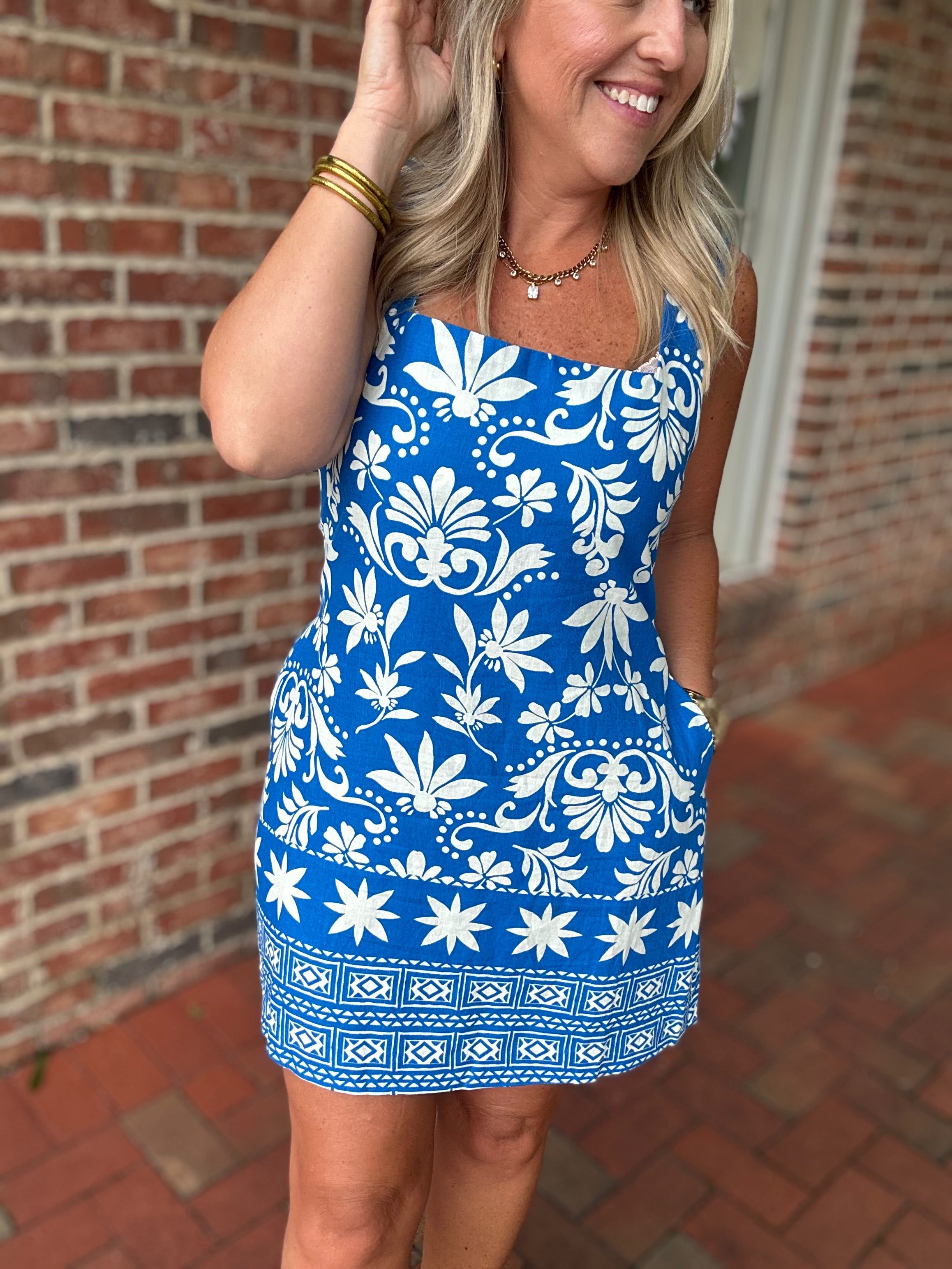 Floral & Royal Mini Dress