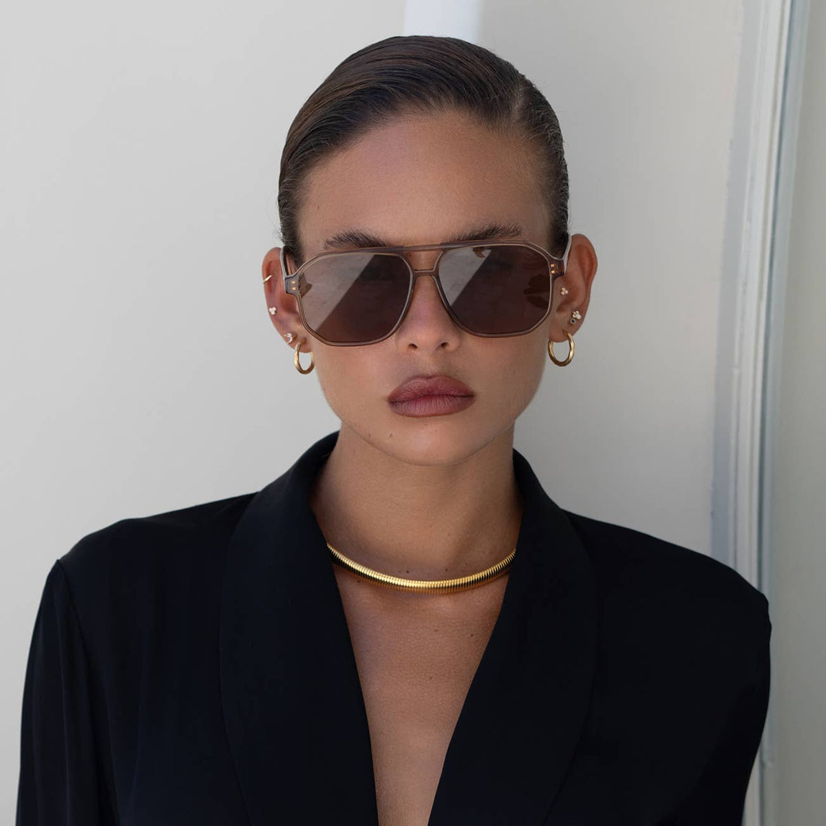 Billie Unisex Aviator Sunglasses : Brown