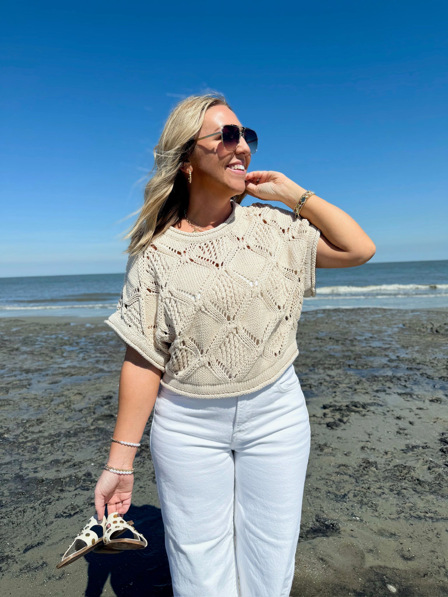 Somewhere on the Beach Crochet Knit Top