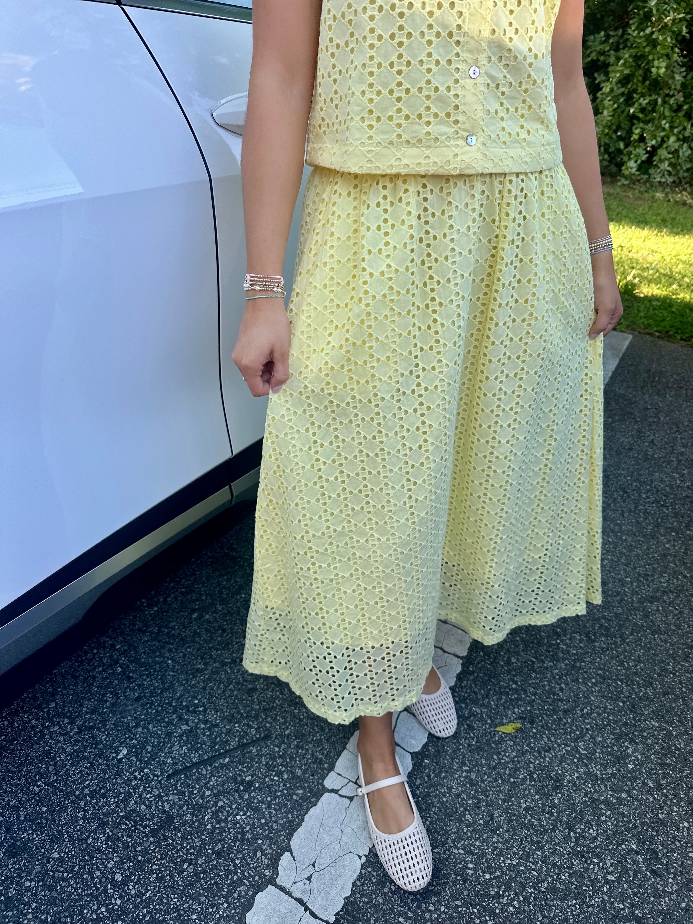Sunny Days Eyelet Midi Skirt Set