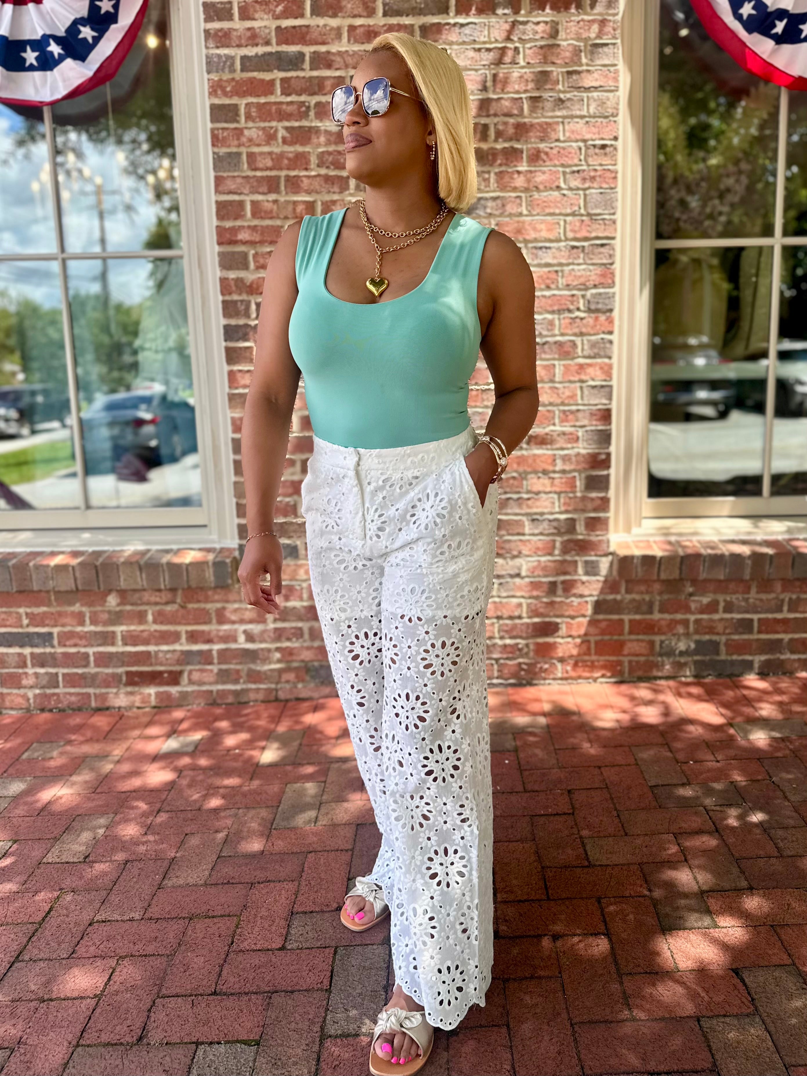 Made For You Eyelet Wide Leg Pants