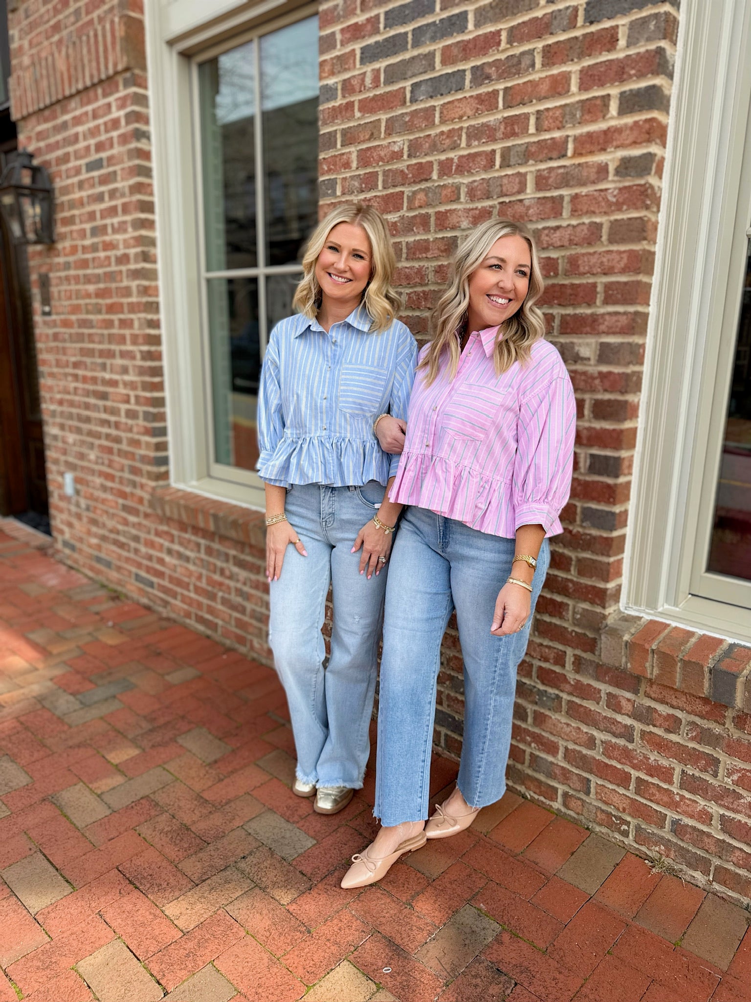 All Truth Striped Boxy Button Down Top in Pink