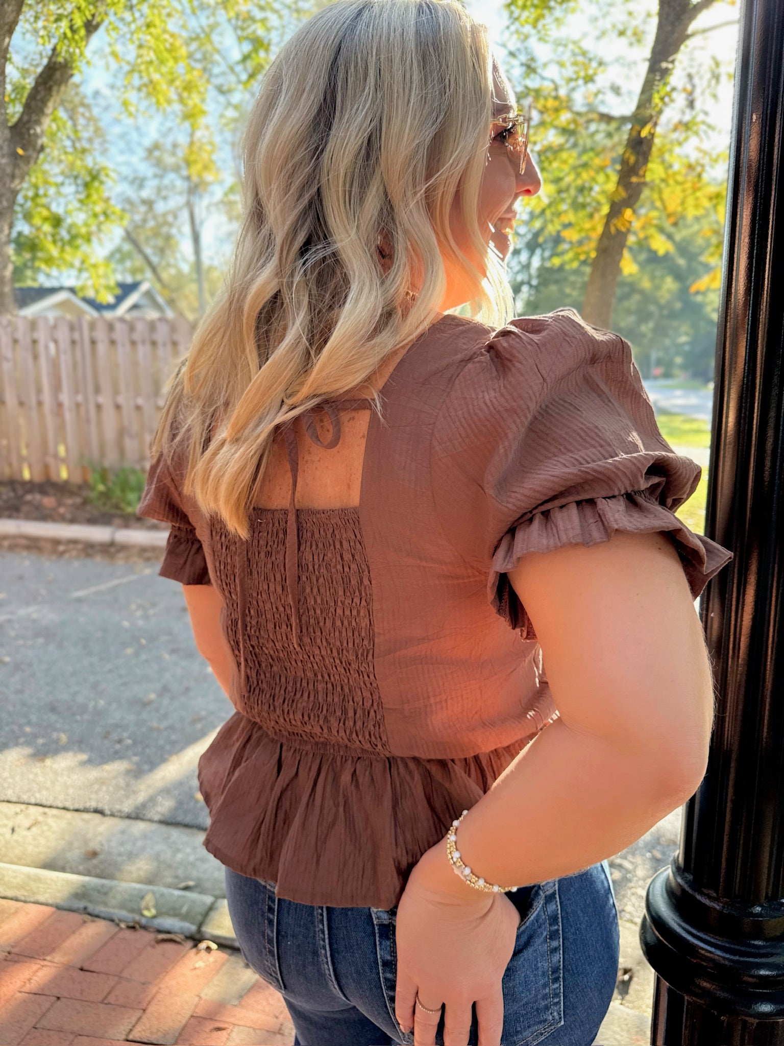Hardest To Walk Away Square Neck Smocked Top