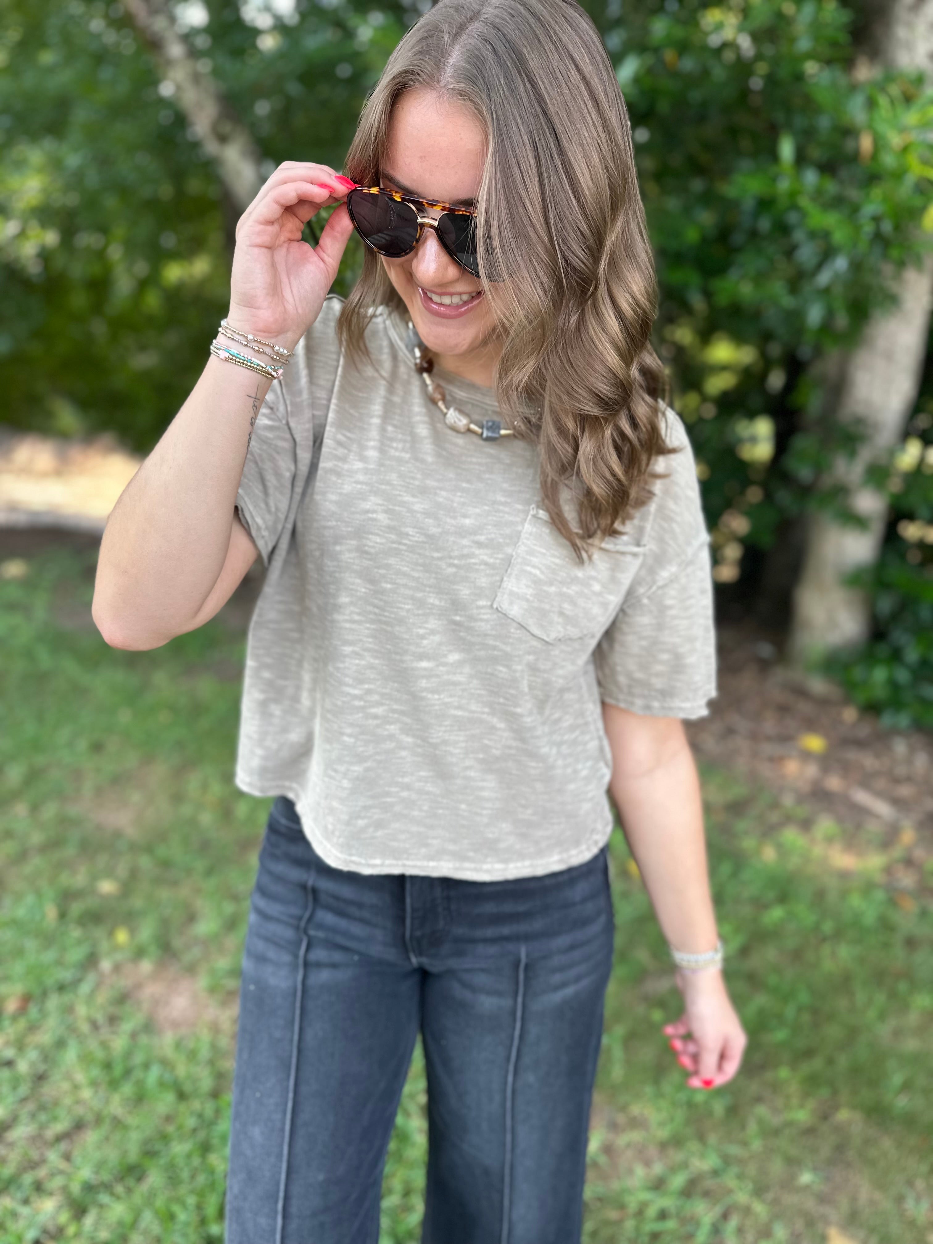 All Day Tee with Front Pocket in Mocha