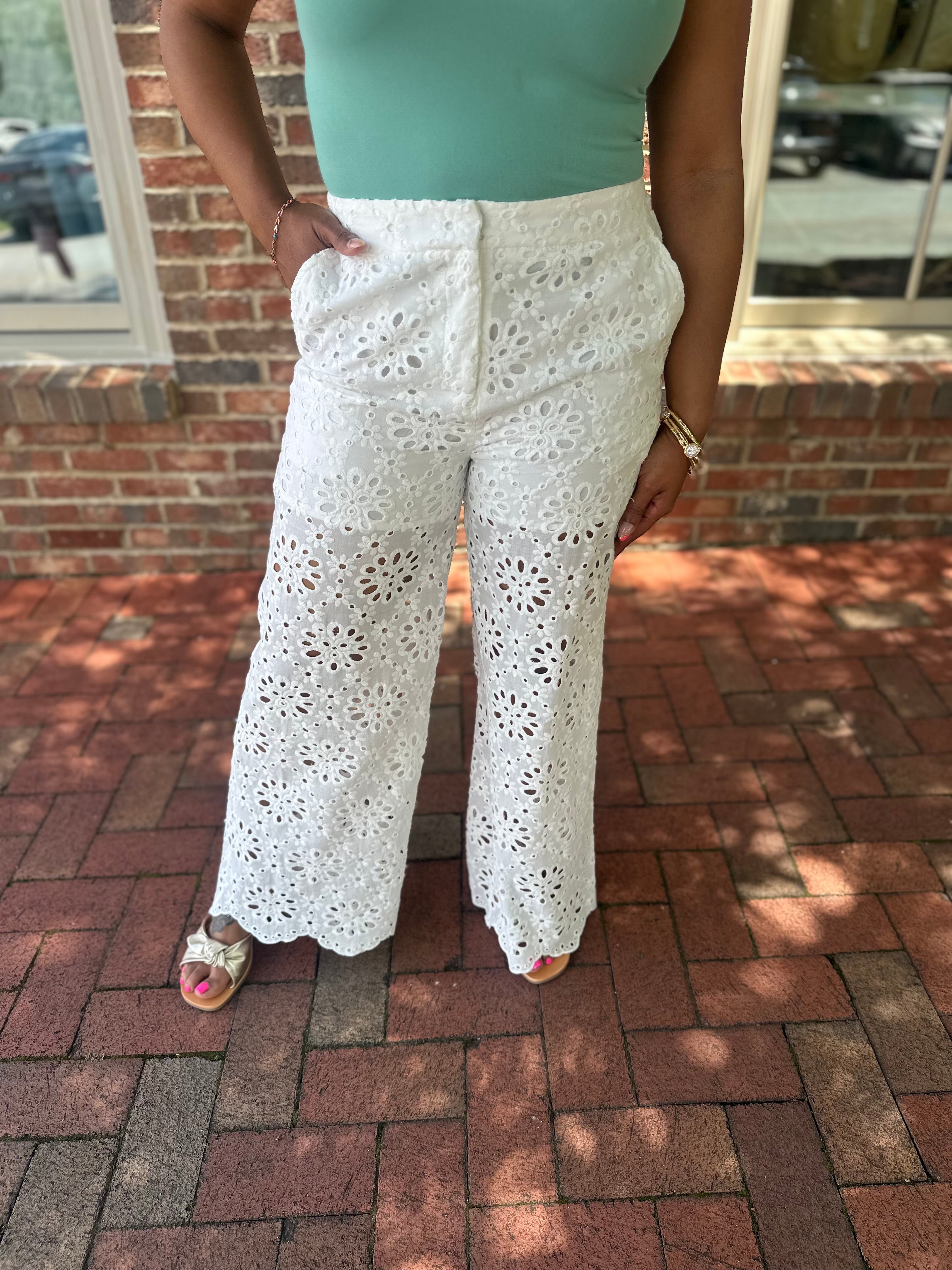 Made For You Eyelet Wide Leg Pants