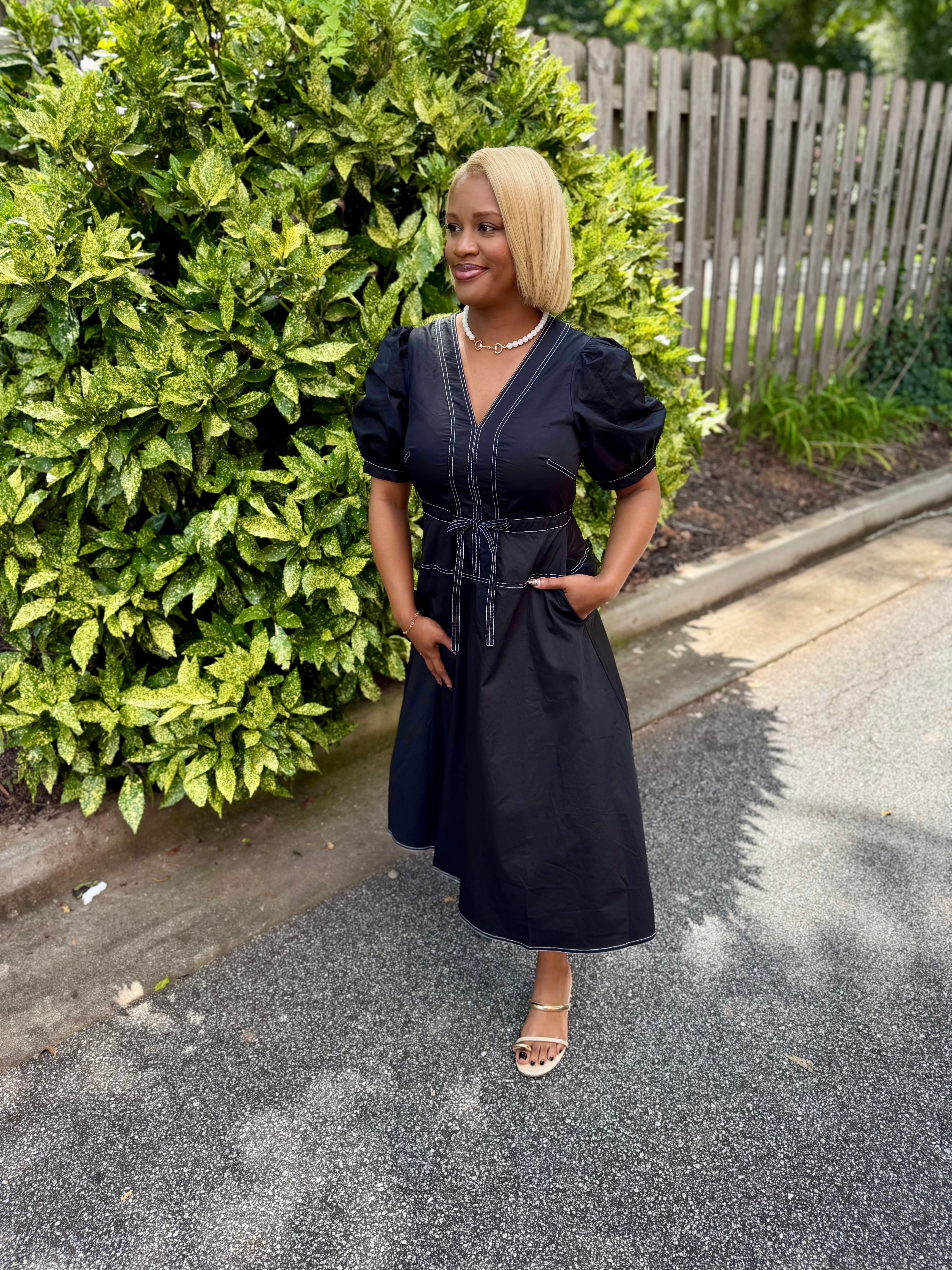 Modern Grace Stitched Midi Dress