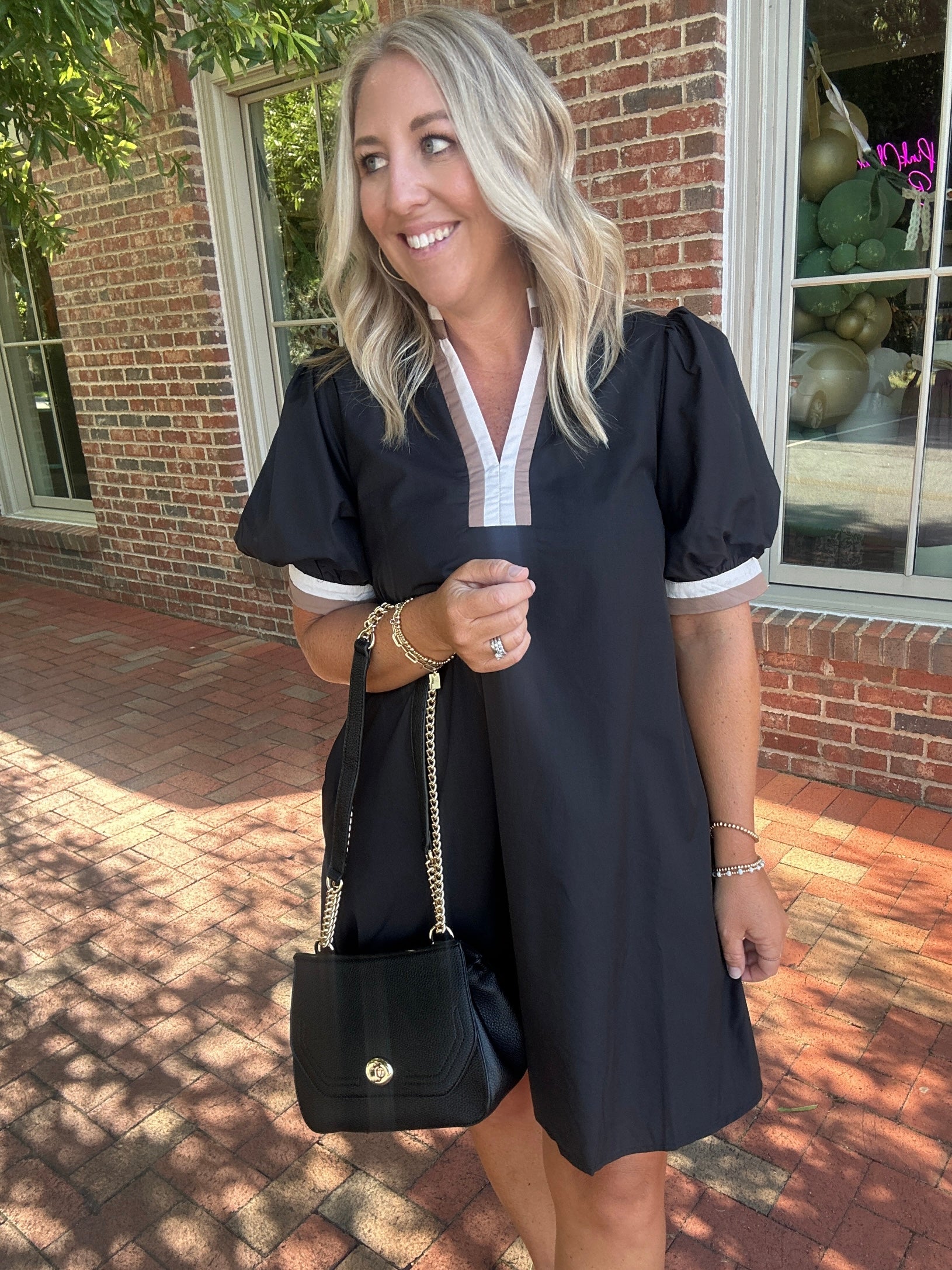 One And Done Color Block Quarter Sleeve Dress