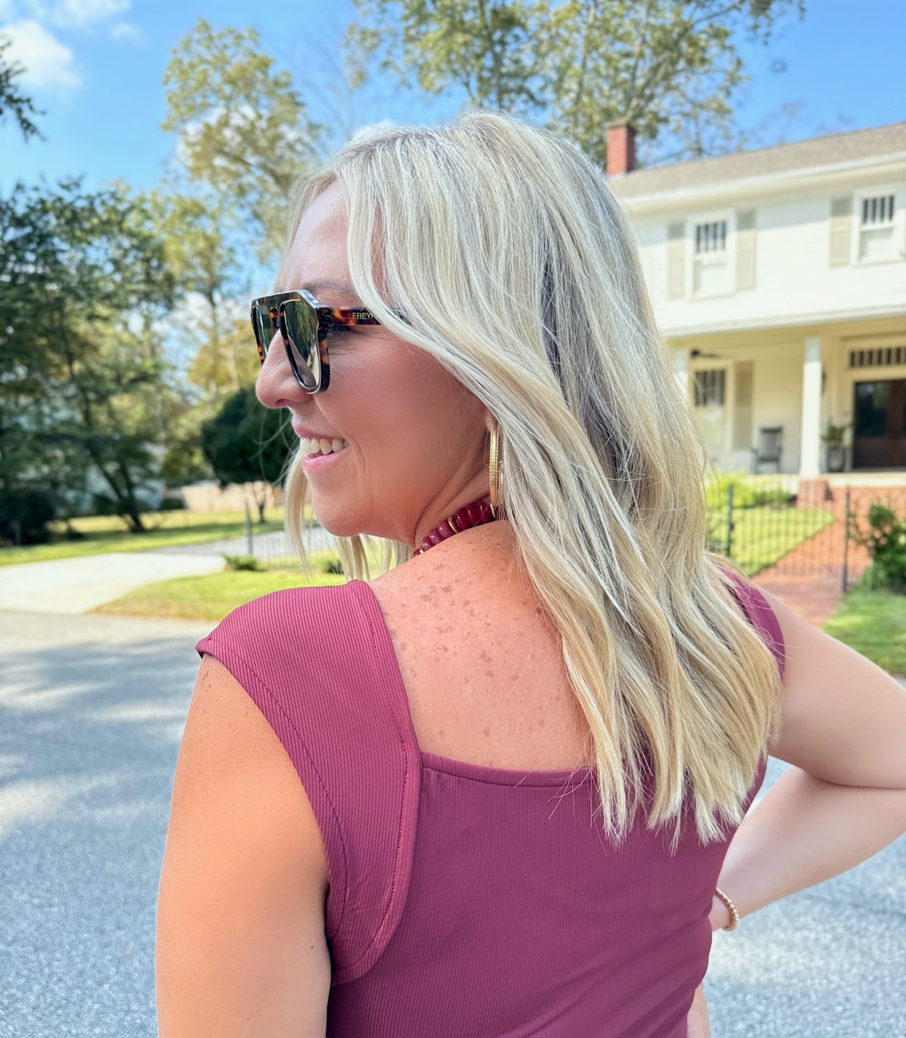Bailey Sleeveless Boat Neck Open Back Bodysuit in Burgundy
